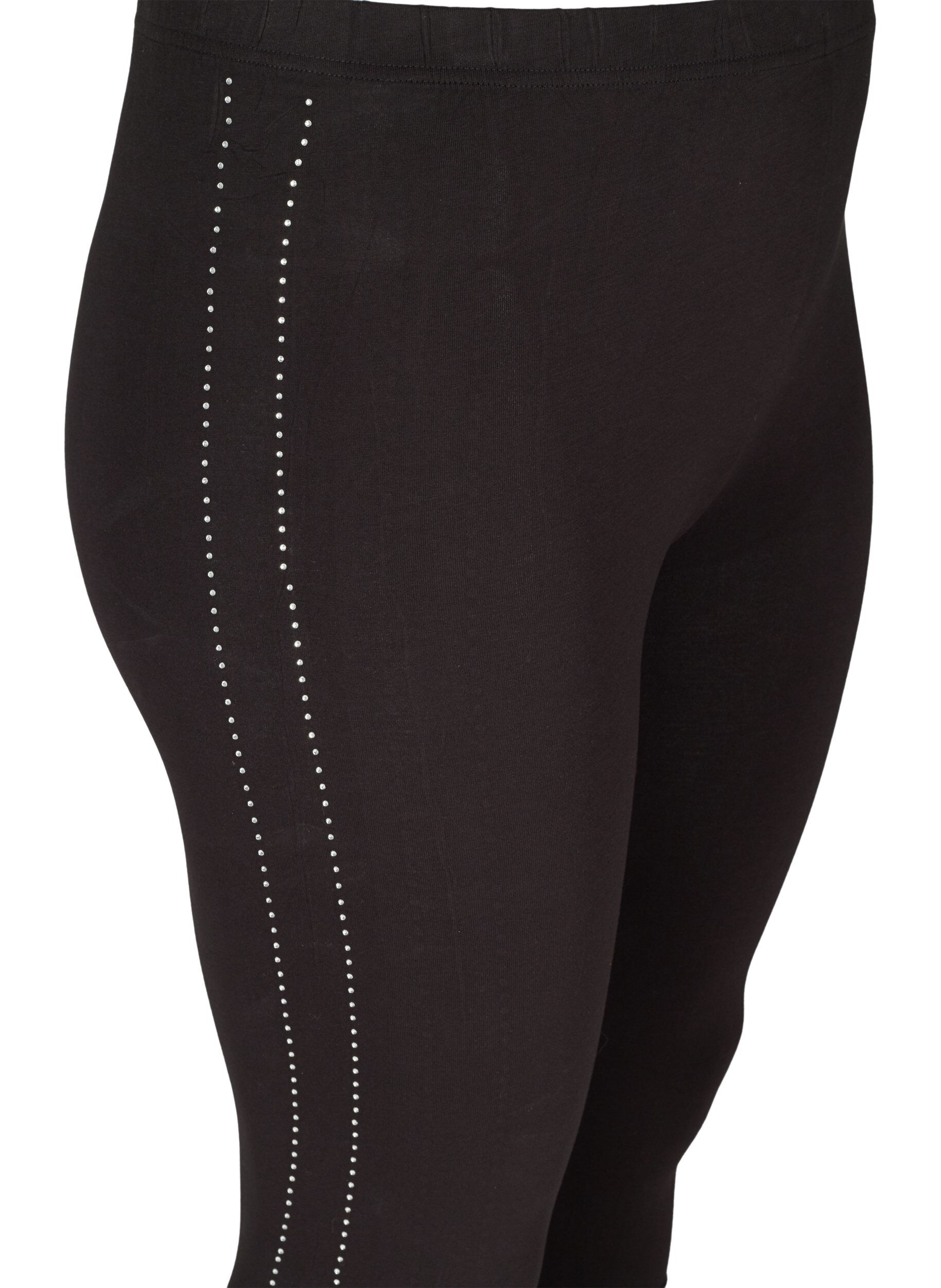Zizzi Leggings en viscose avec strass sur le c&ocirc;t&eacute;, Black, Packshot image number 2