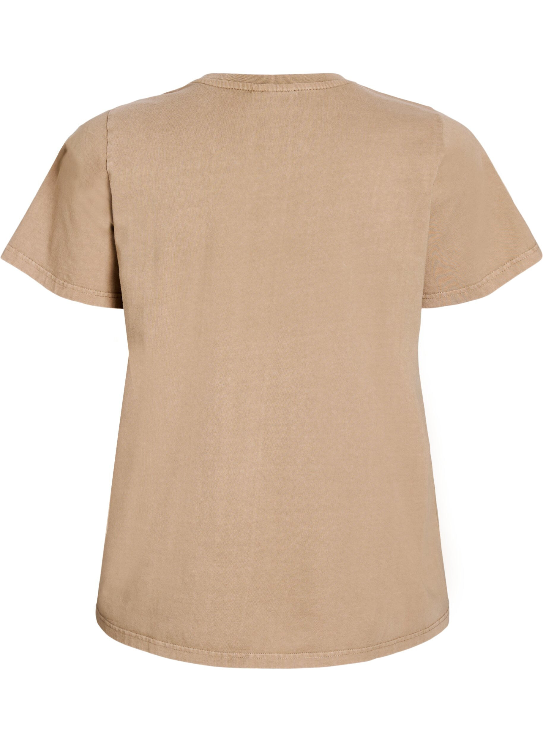 Zizzi T-Shirt aus Bio-Baumwolle mit Washed-Look, Beige, Packshot image number 1