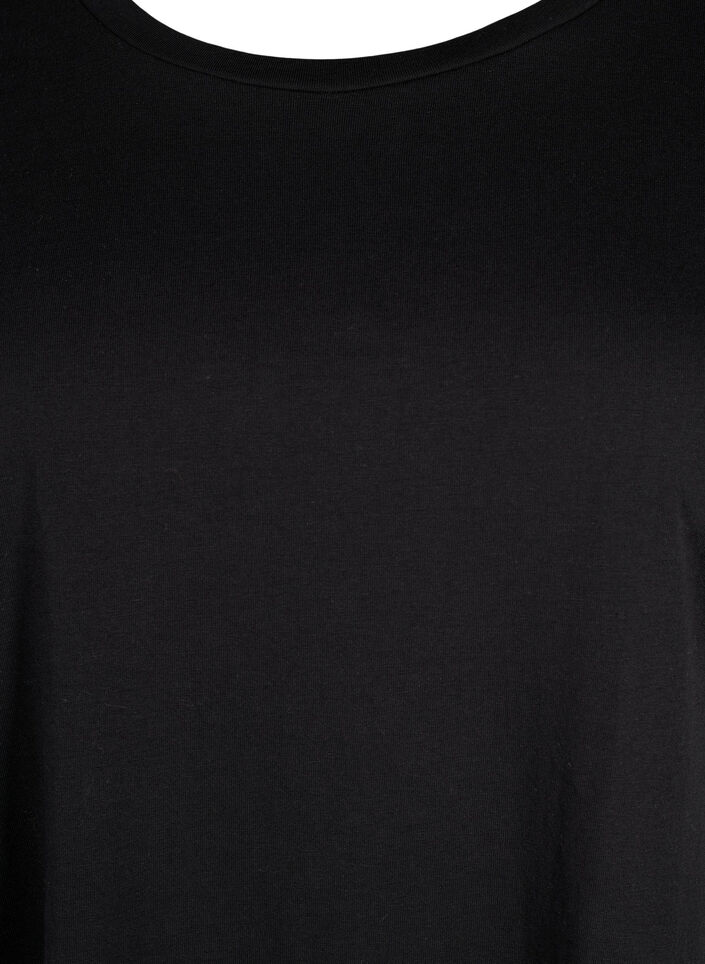 T-shirt &agrave; manches courtes en coton m&eacute;lang&eacute;, Noir, Packshot image number 2
