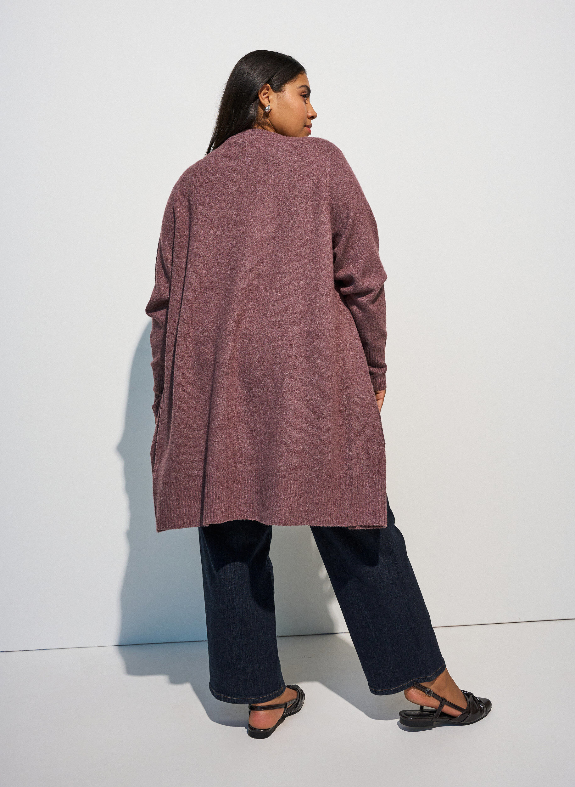 ZizziStrickjacke mit Rippenstrick und Taschen, Rot, Model image number 2