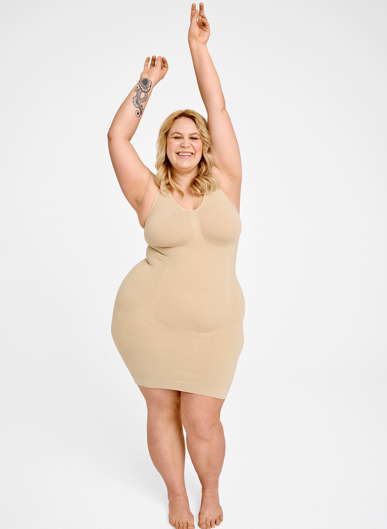 Zizzi Shapewear Kleid mit breiten Tr&auml;gern, Beige, Image image number 0