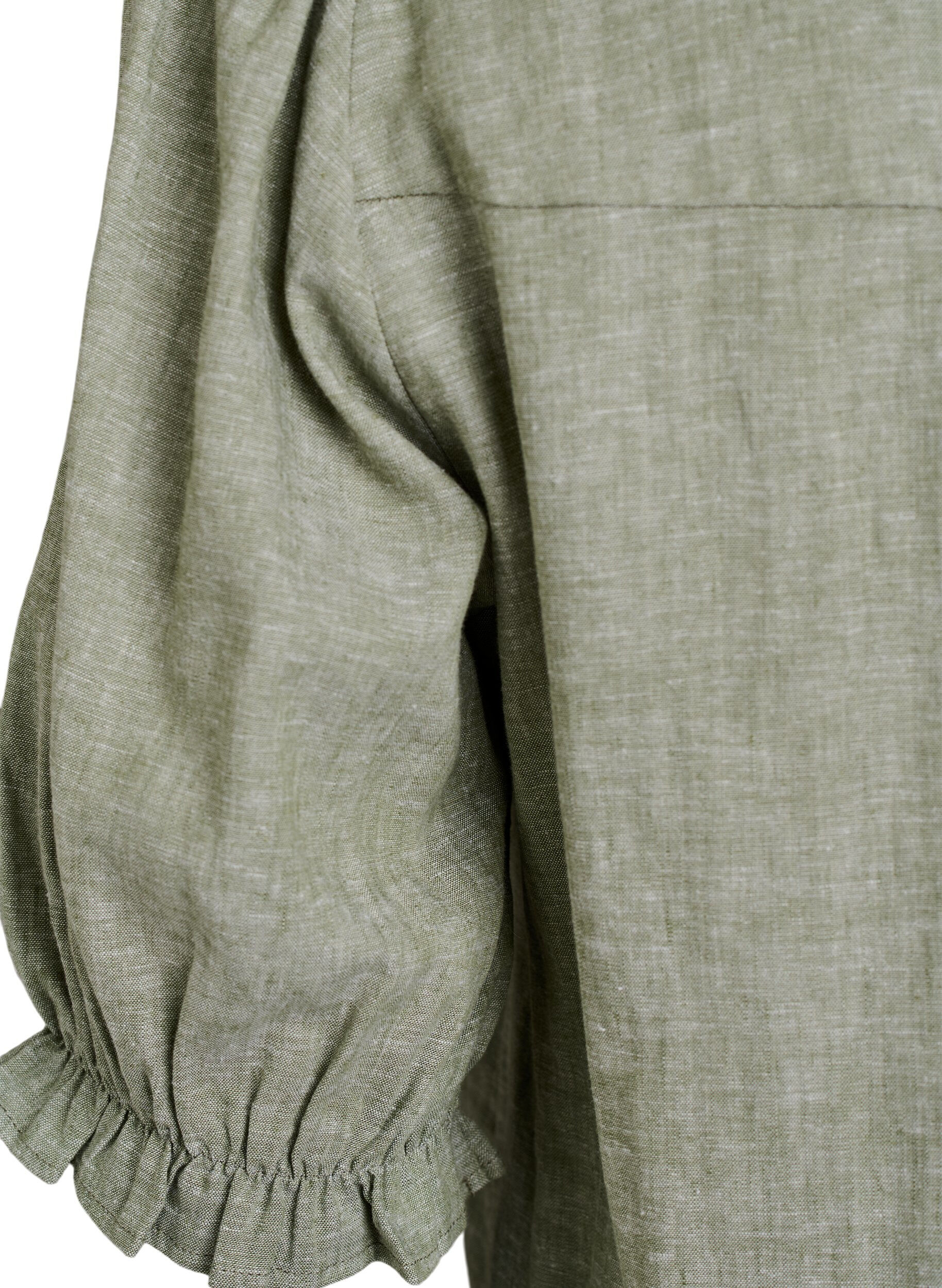 Zizzi Blouse en lin et viscose avec manches 1/2, Vert, Packshot image number 3