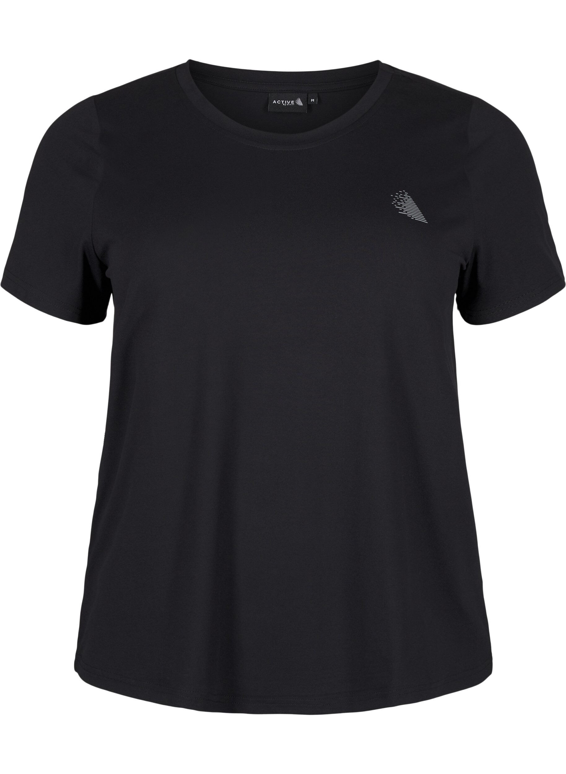 Zizzi T-shirt d'entra&icirc;nement avec coupe &eacute;troite et col rond, Black, Packshot image number 0