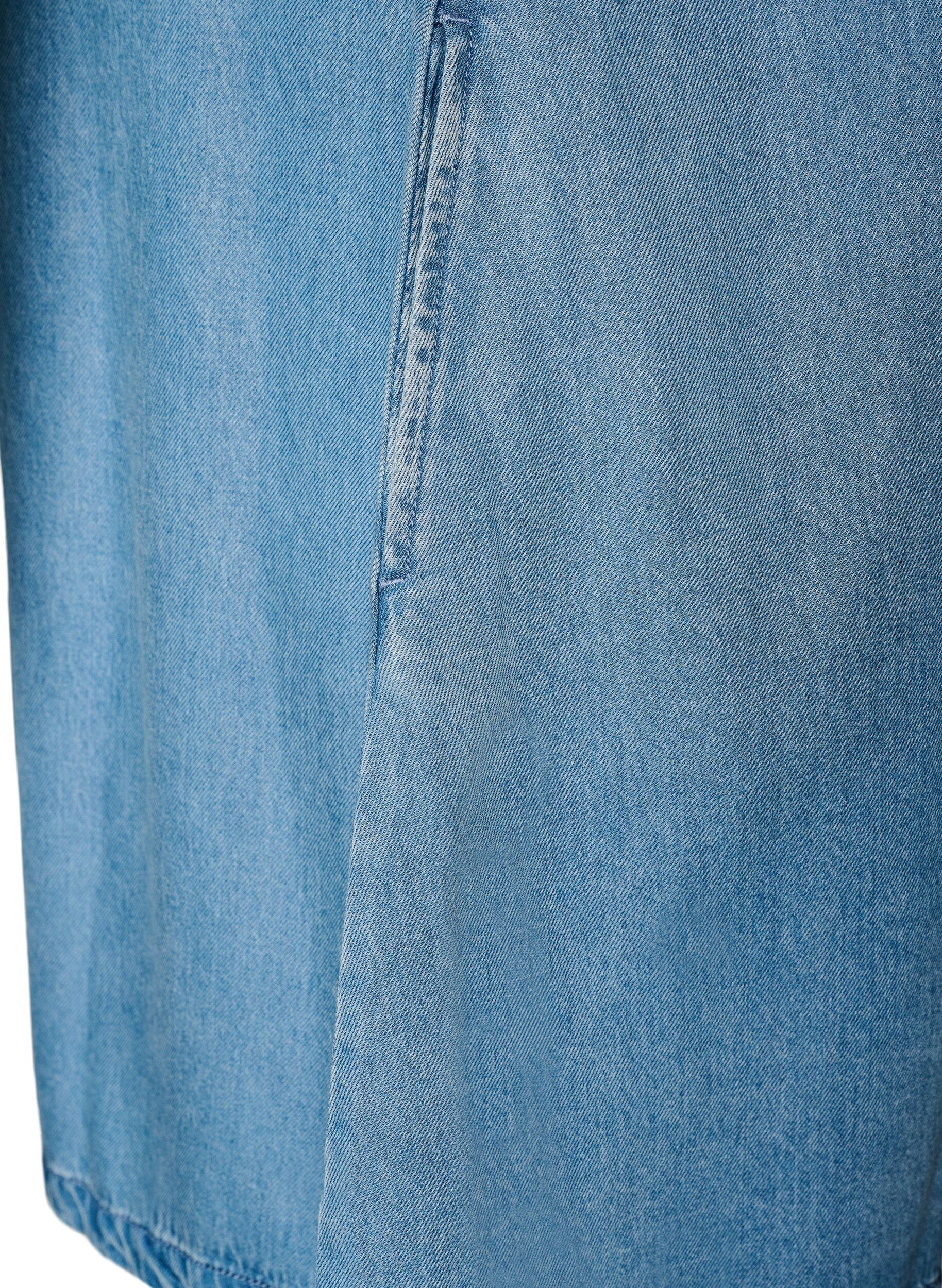 ZizziRobe en jean en lyocell avec boutons et manches courtes, Bleu Clair, Packshot image number 3