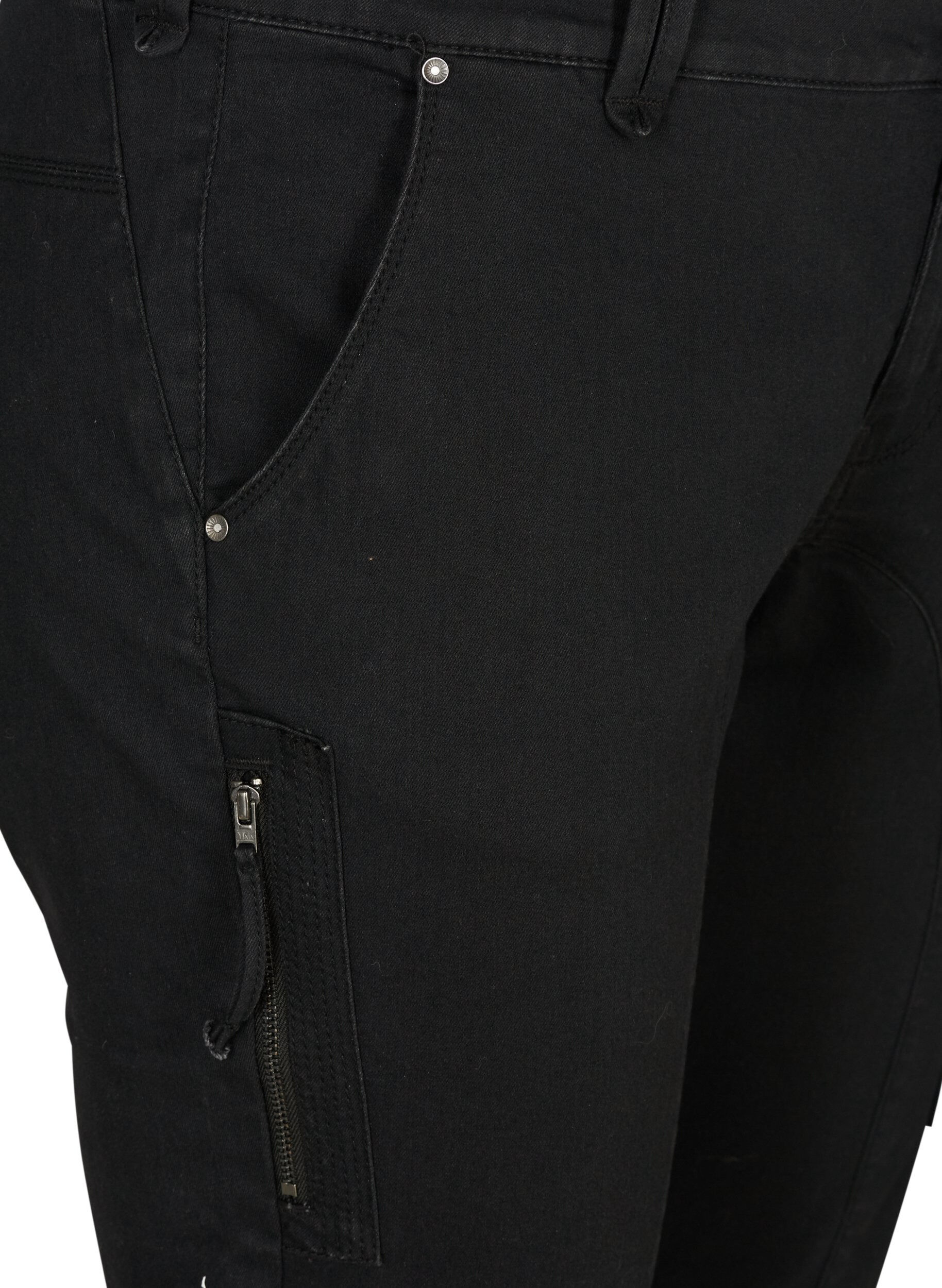 Zizzi Slim Fit Caprijeans mit Taschen, Schwarz, Packshot image number 2