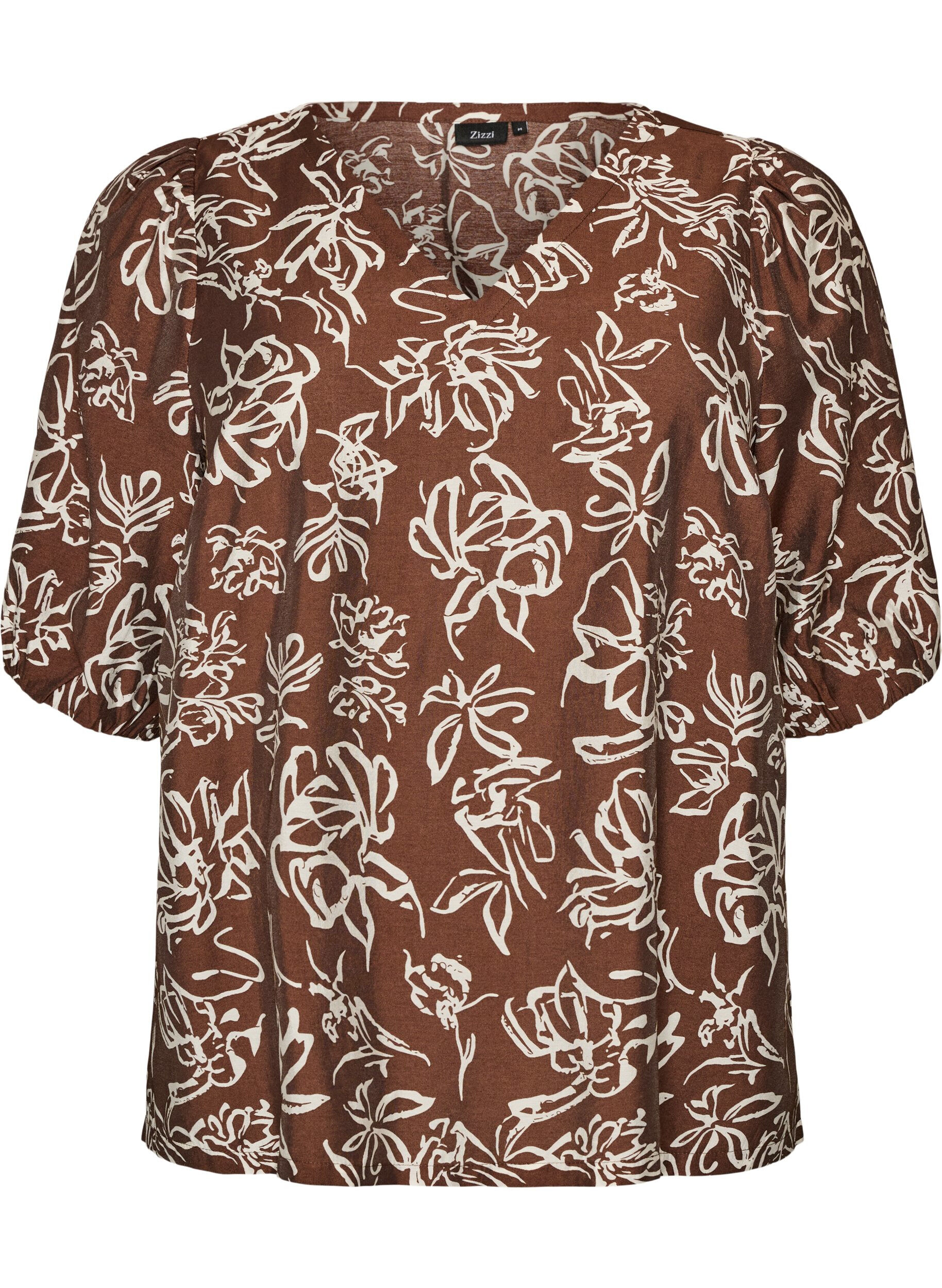 Bluse aus Viskose mit V-Ausschnitt