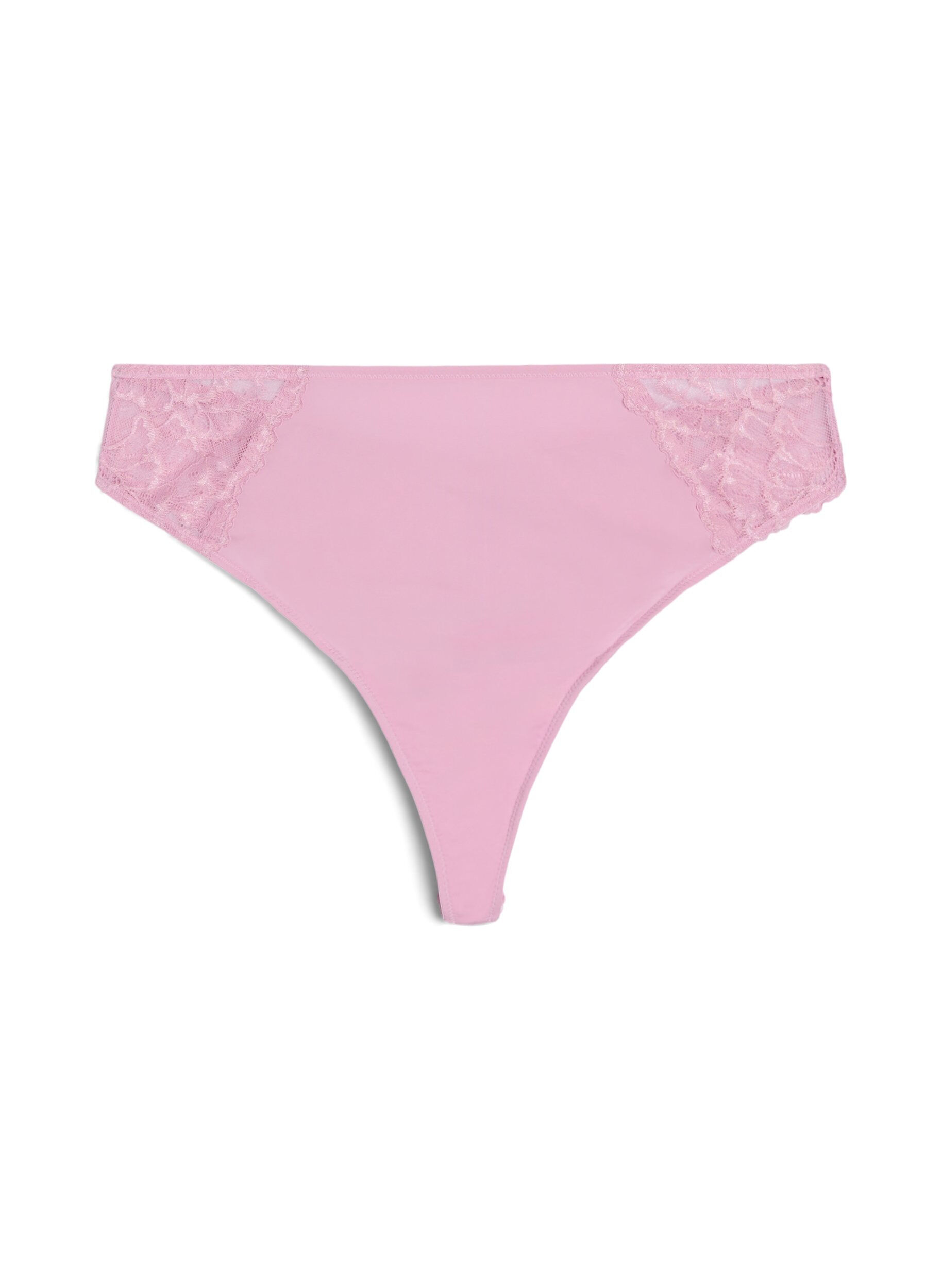 Zizzi String en dentelle et microfibre., Rose, Packshot image number 0