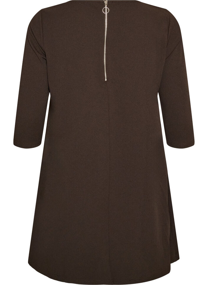 Kurzes Kleid in A-Linien-Form und mit 3/4-&Auml;rmeln, Braun, Packshot image number 1