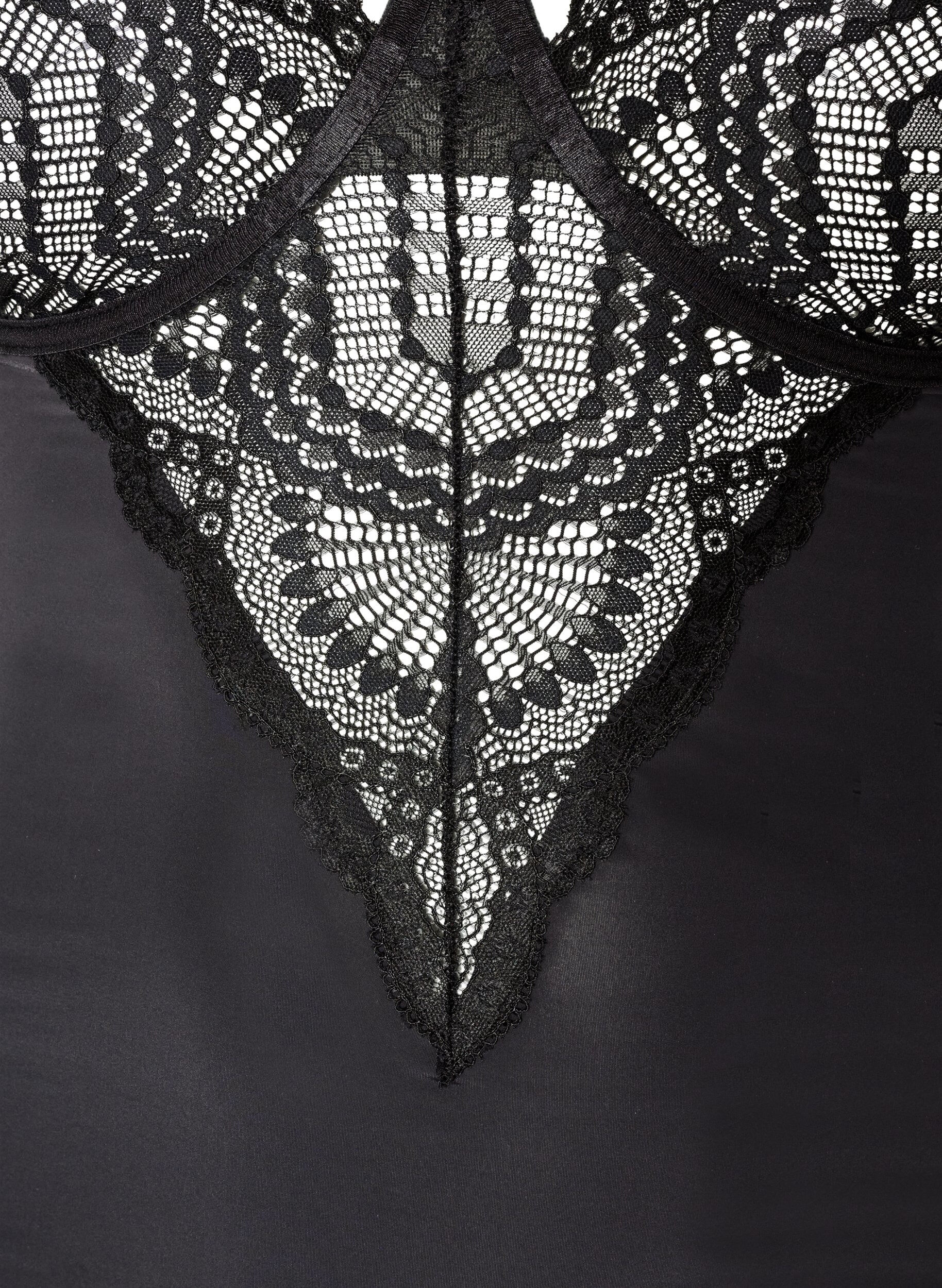 ZizziB&uuml;gel-Spitzenbody mit Tr&auml;gerdetails, Schwarz, Packshot image number 2