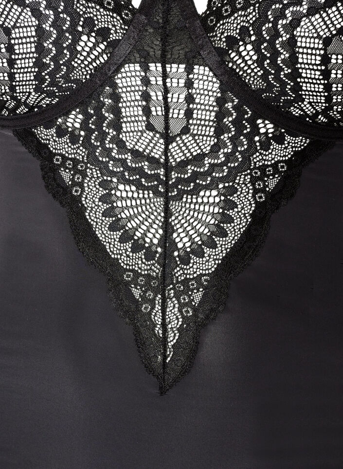 B&uuml;gel-Spitzenbody mit Tr&auml;gerdetails, Schwarz, Packshot image number 2