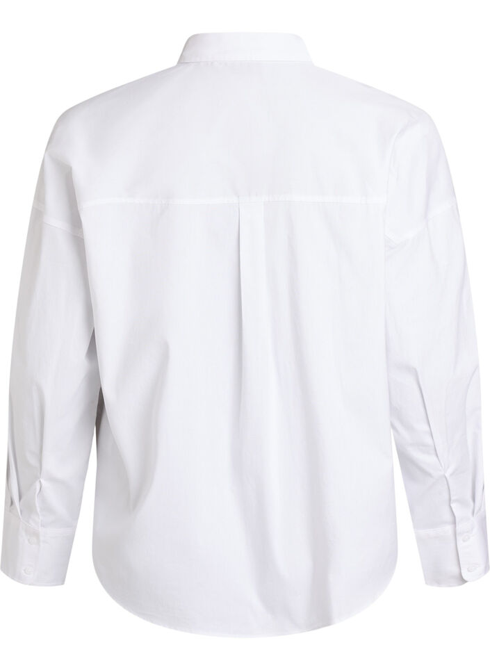 Chemise classique en coton &agrave; coupe ample, Blanc, Packshot image number 1