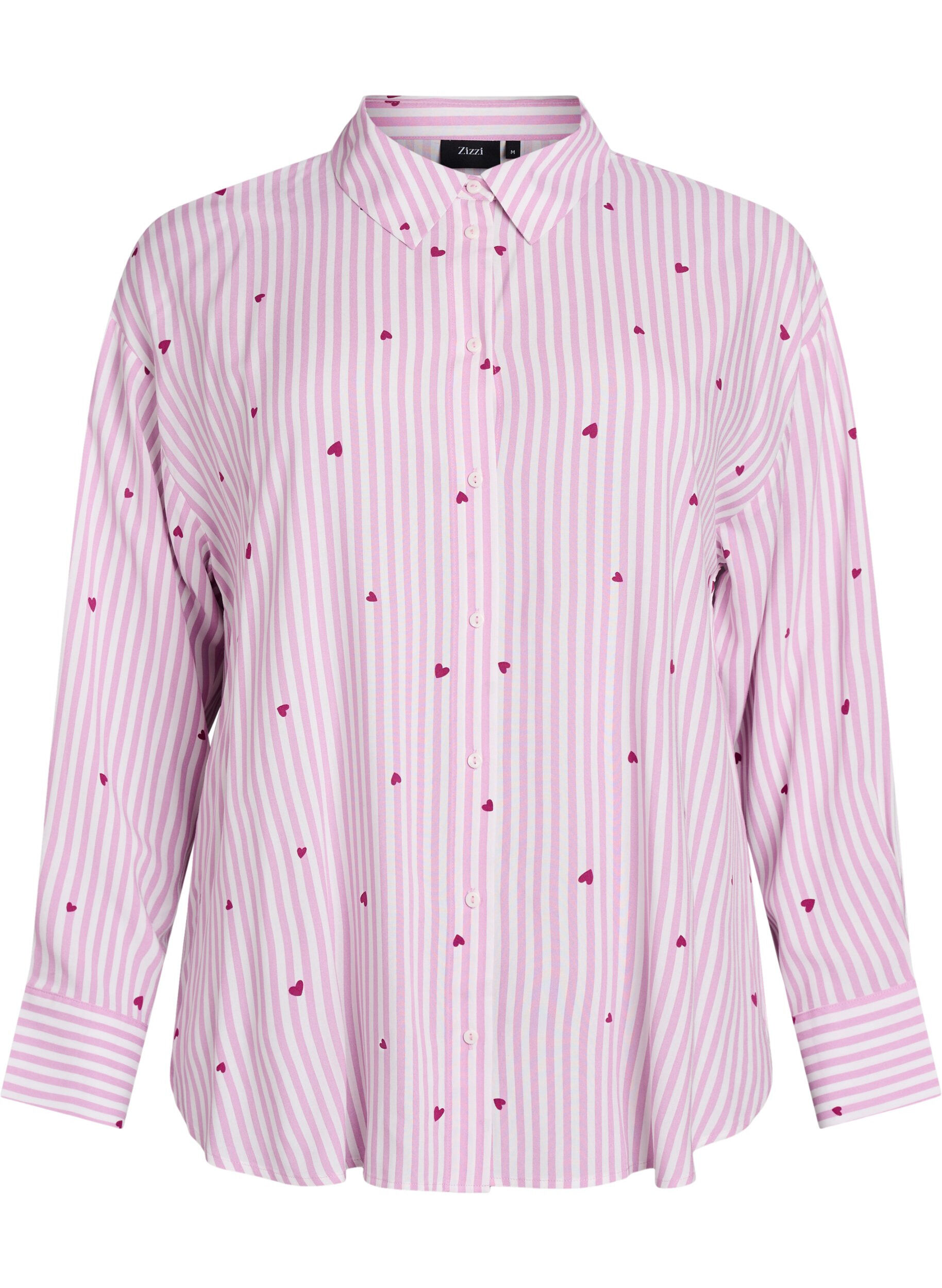 Chemise de nuit &agrave; rayures et c&oelig;urs