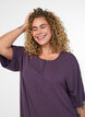 Chemise de nuit en jersey de viscose &agrave; texture c&ocirc;tel&eacute;e, Violet, Model image number 3