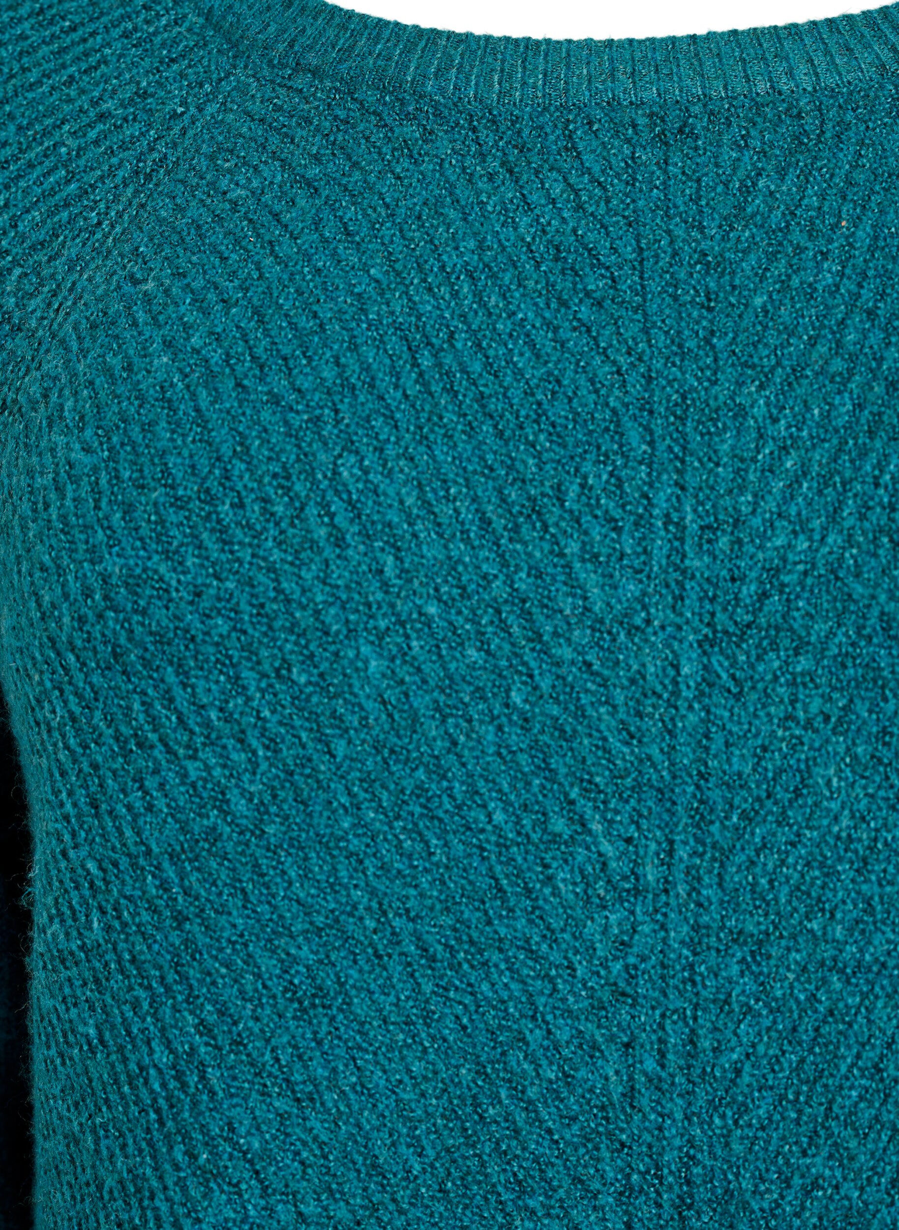 Zizzi Strickpullover mit diagonalem Muster und Raglan&auml;rmeln, Gr&uuml;n, Packshot image number 2