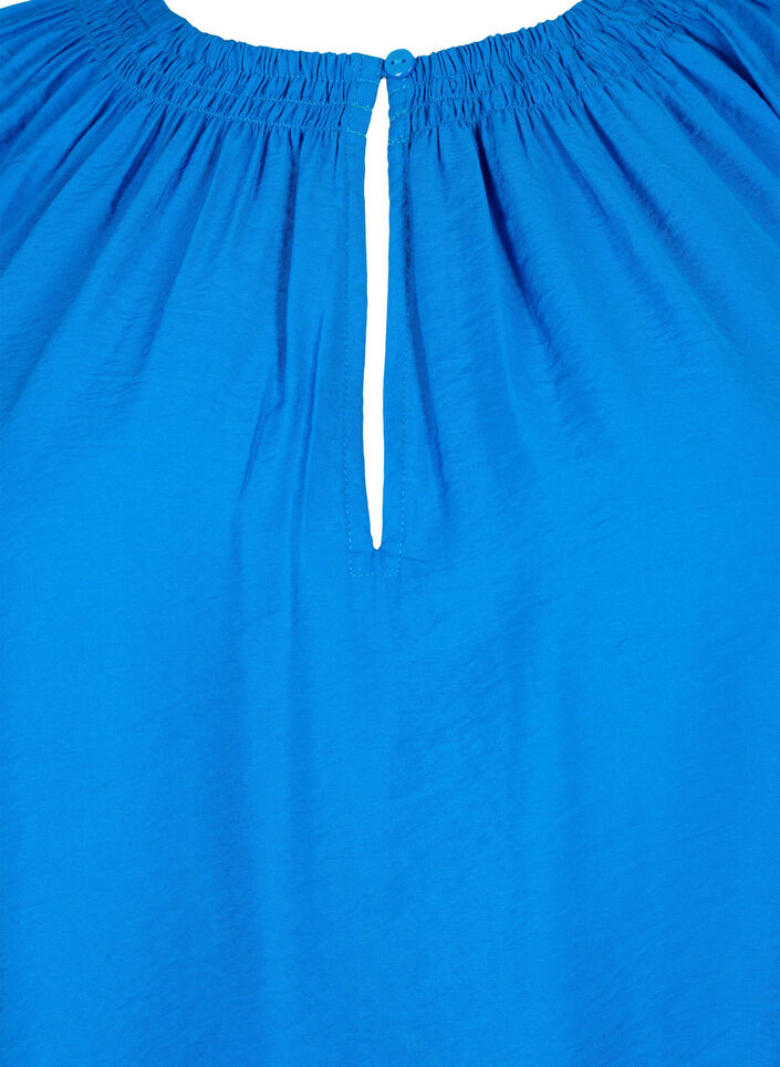 A-förmige Viskosebluse mit 3/4 Ärmeln, Strong Blue, Packshot image number 2