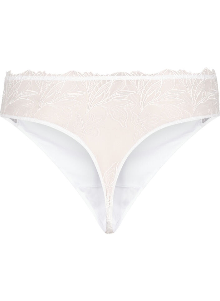 String en microfibre avec dentelle, Blanc, Packshot image number 1