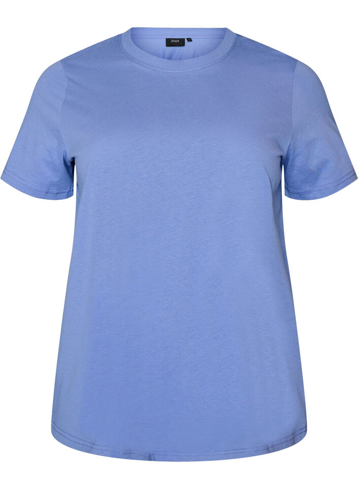T-shirt basique en coton &agrave; col rond, Mauve, Packshot image number 0