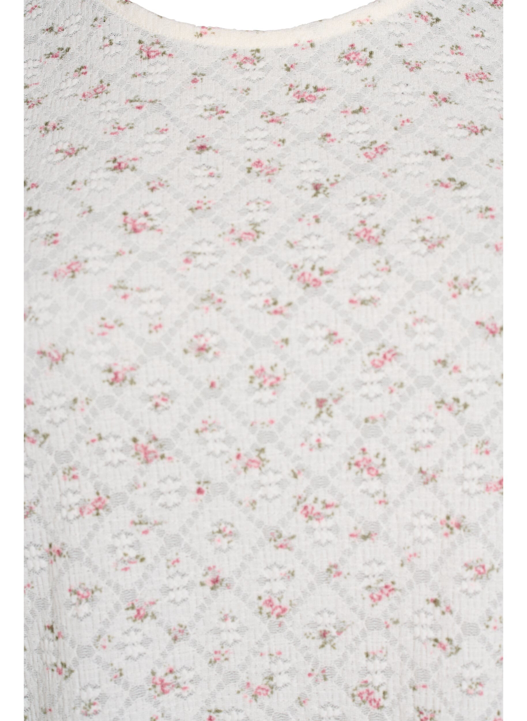 Zizzi Chemisier en jersey &agrave; manches courtes avec imprim&eacute; floral, Blanc, Packshot image number 2