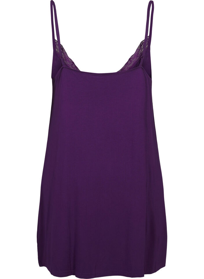 Chemise de nuit avec bord dentelle en viscose, Violet, Packshot image number 1