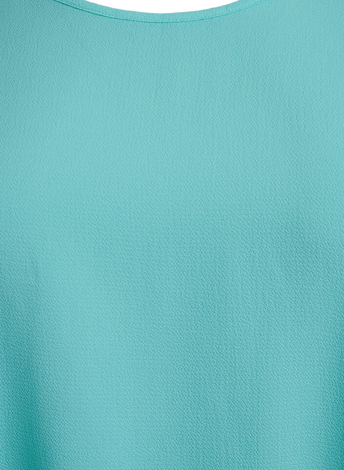 Bluse mit kurzen &Auml;rmeln und einem Rundhalsausschnitt, Blau, Packshot image number 2