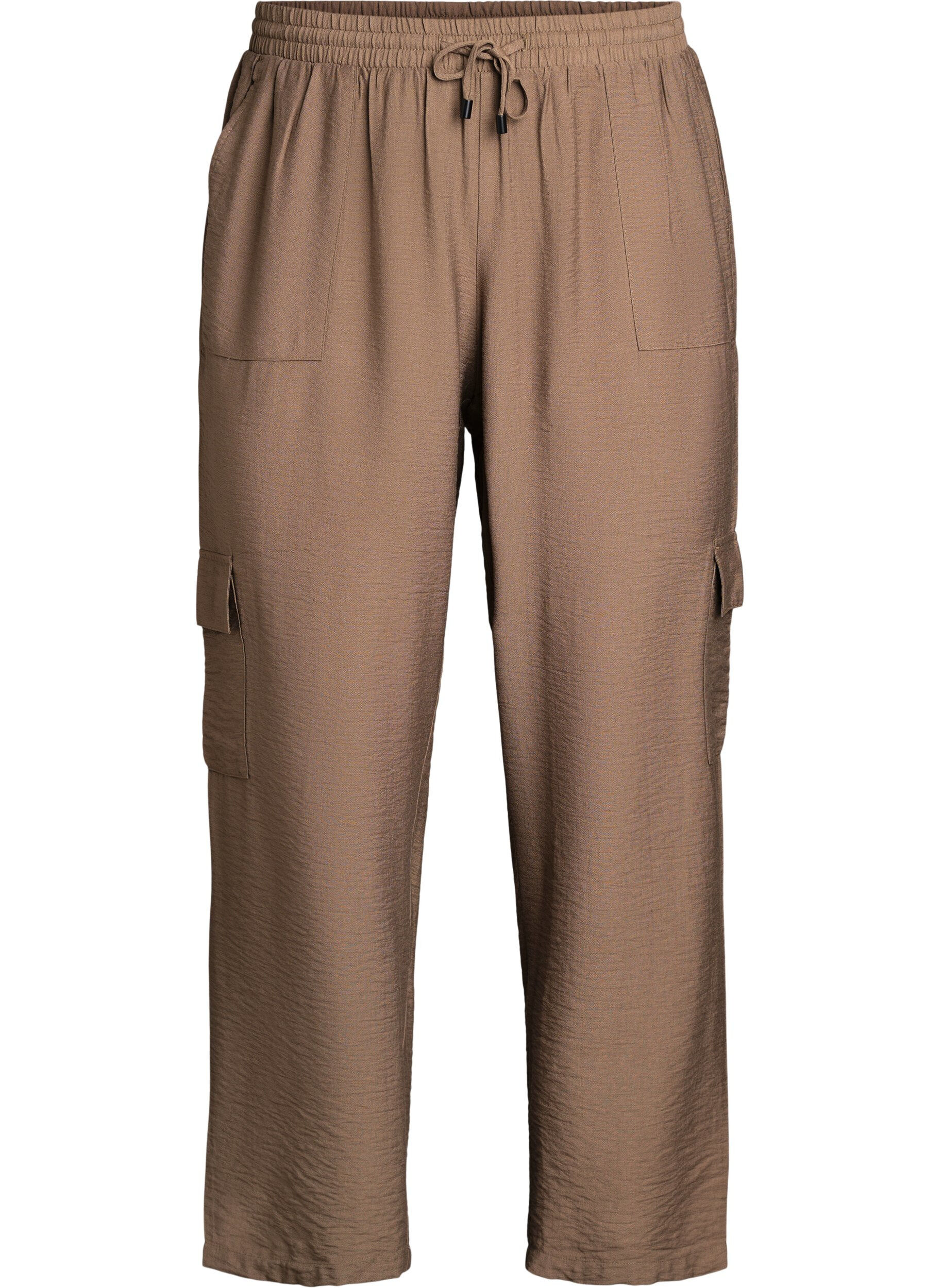 Zizzi Cargohose mit hoher Taille, Beige, Packshot image number 0
