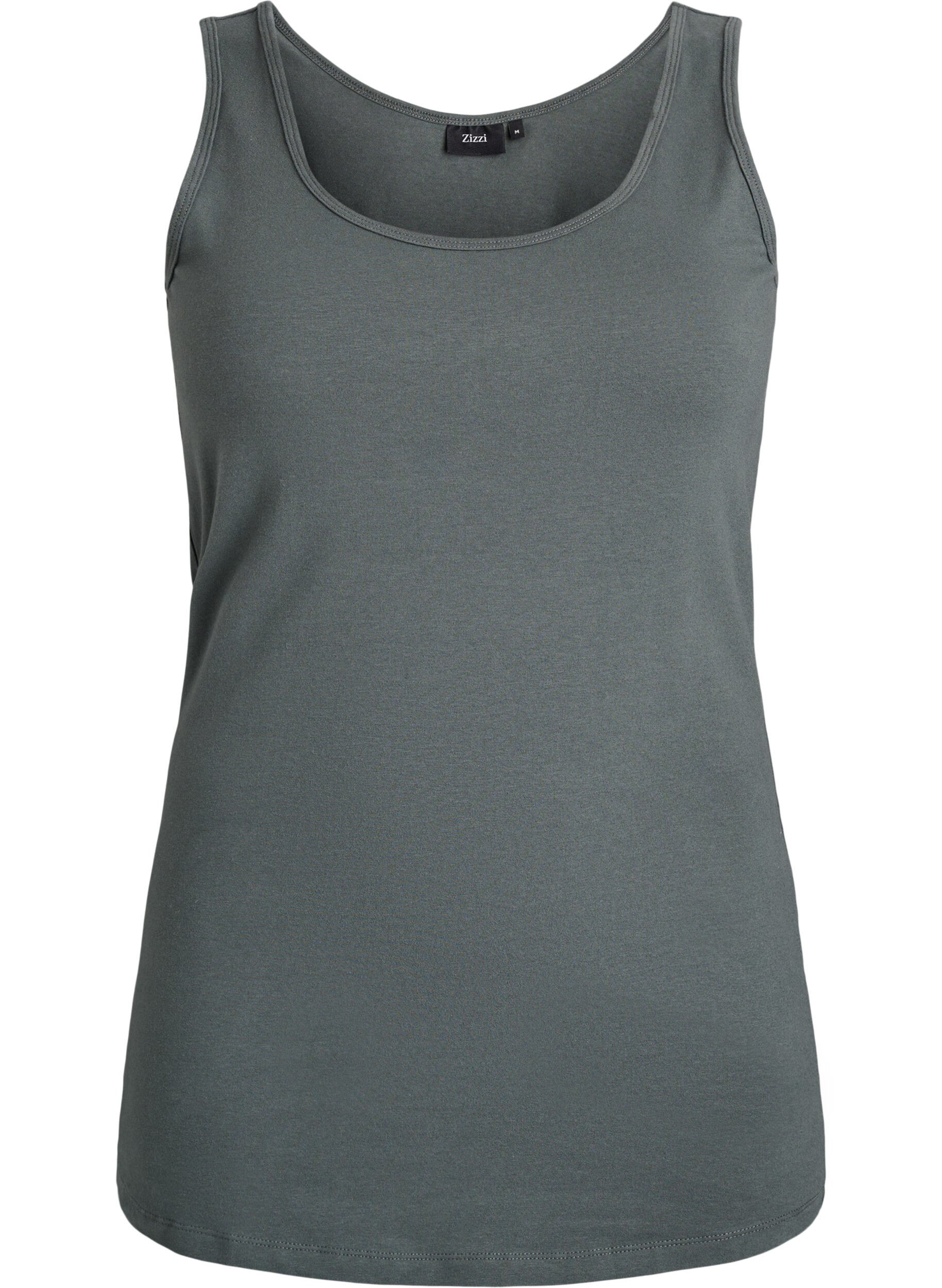ZizziHaut uni Basic en coton, Vert fonc&eacute;, Packshot image number 0