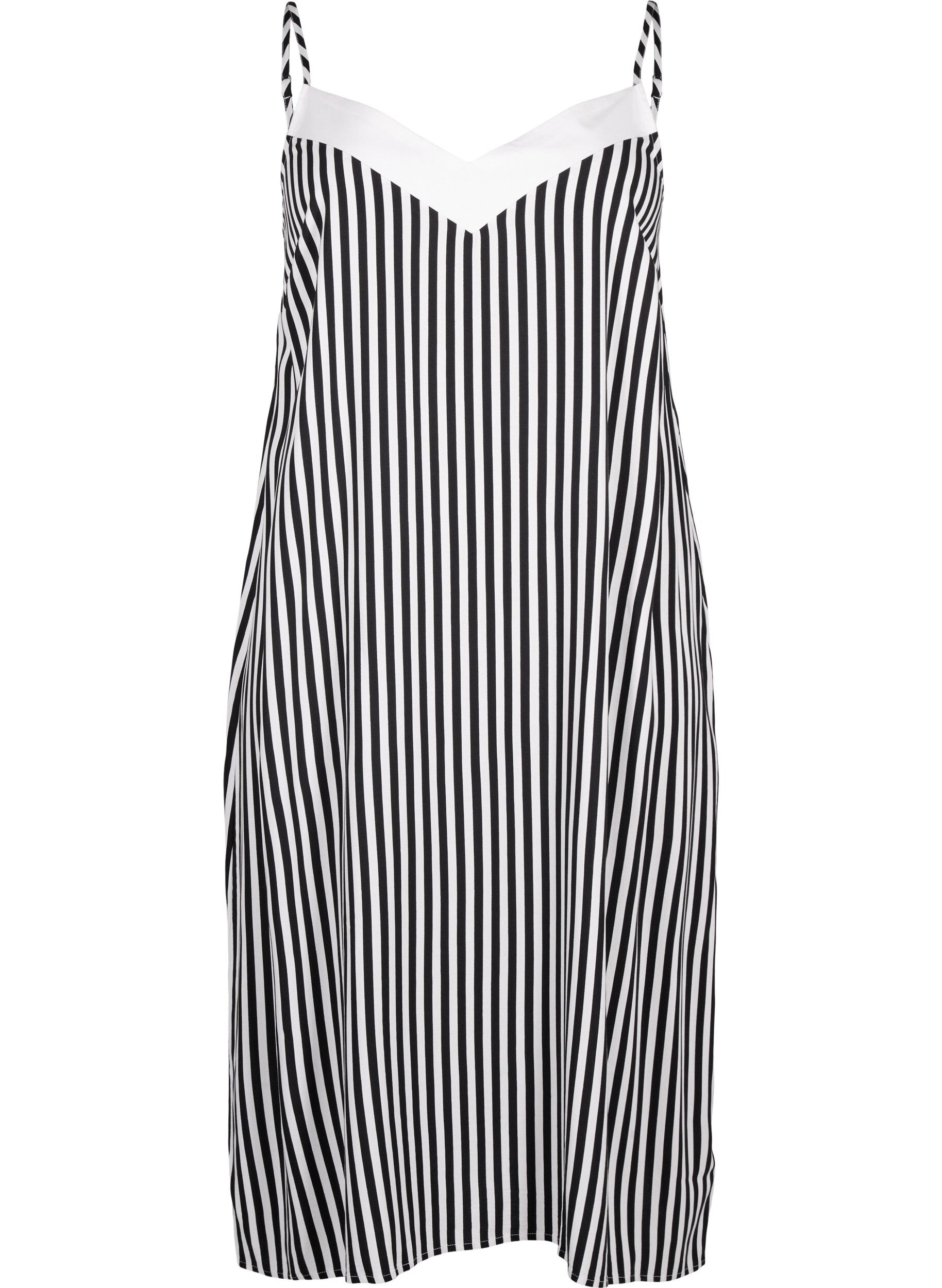 Zizzi FLASH - Robe &agrave; bretelles ray&eacute;e en viscose, Black White Stripe, Packshot image number 0