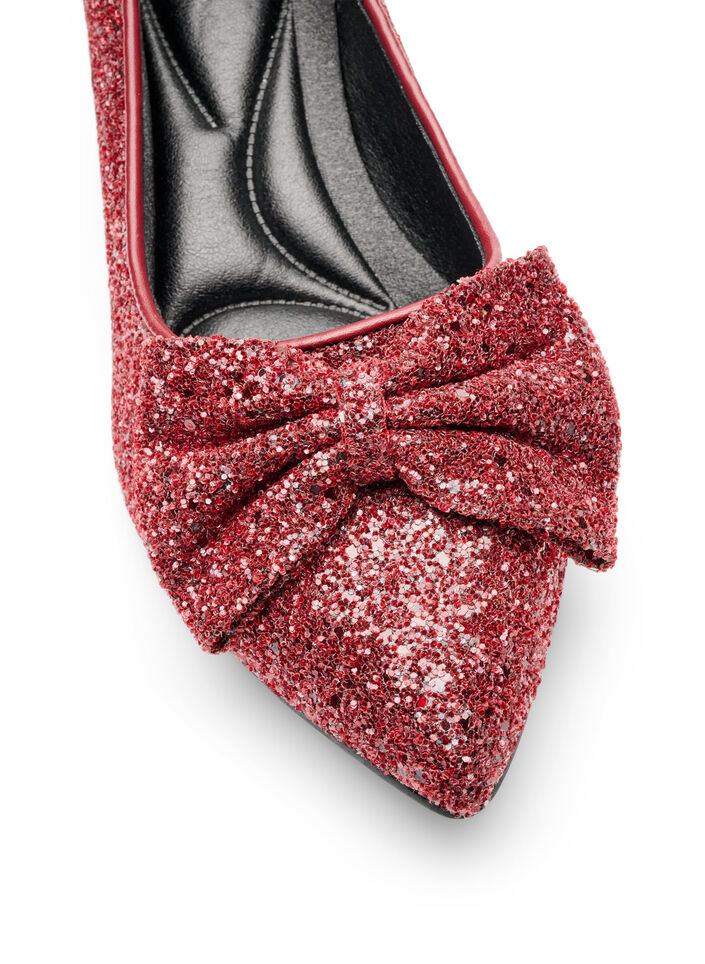 Glitzer-Pumps mit Schleife, Rot, Packshot image number 3