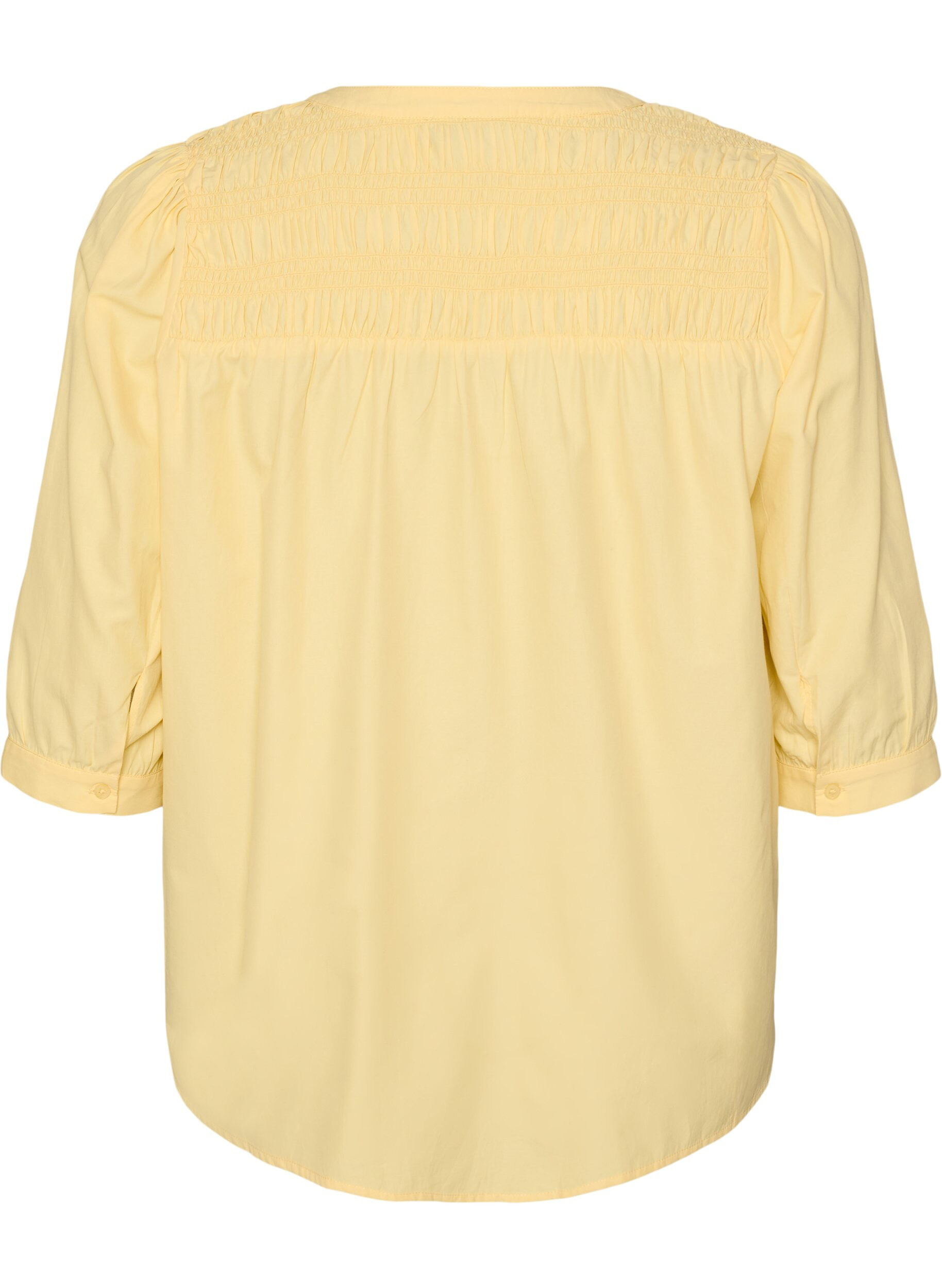 ZizziBluse mit Smock und 3/4-&Auml;rmeln, Gelb, Packshot image number 1