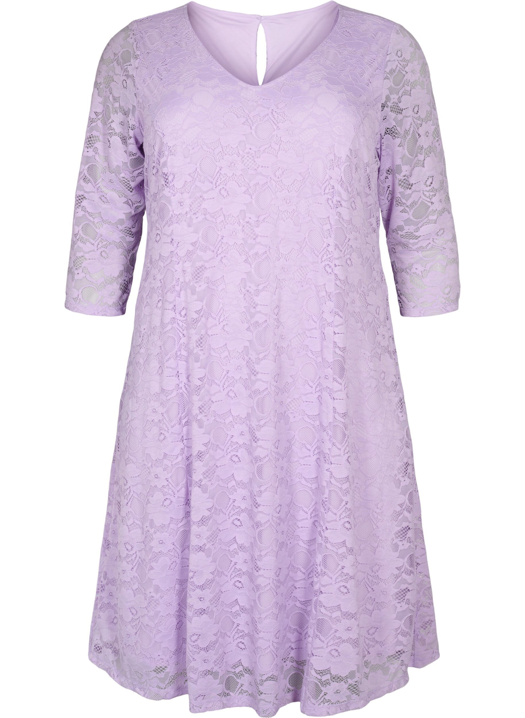 Zizzi Spitzenkleid mit 3/4-&Auml;rmeln, Lavendula, Packshot image number 0