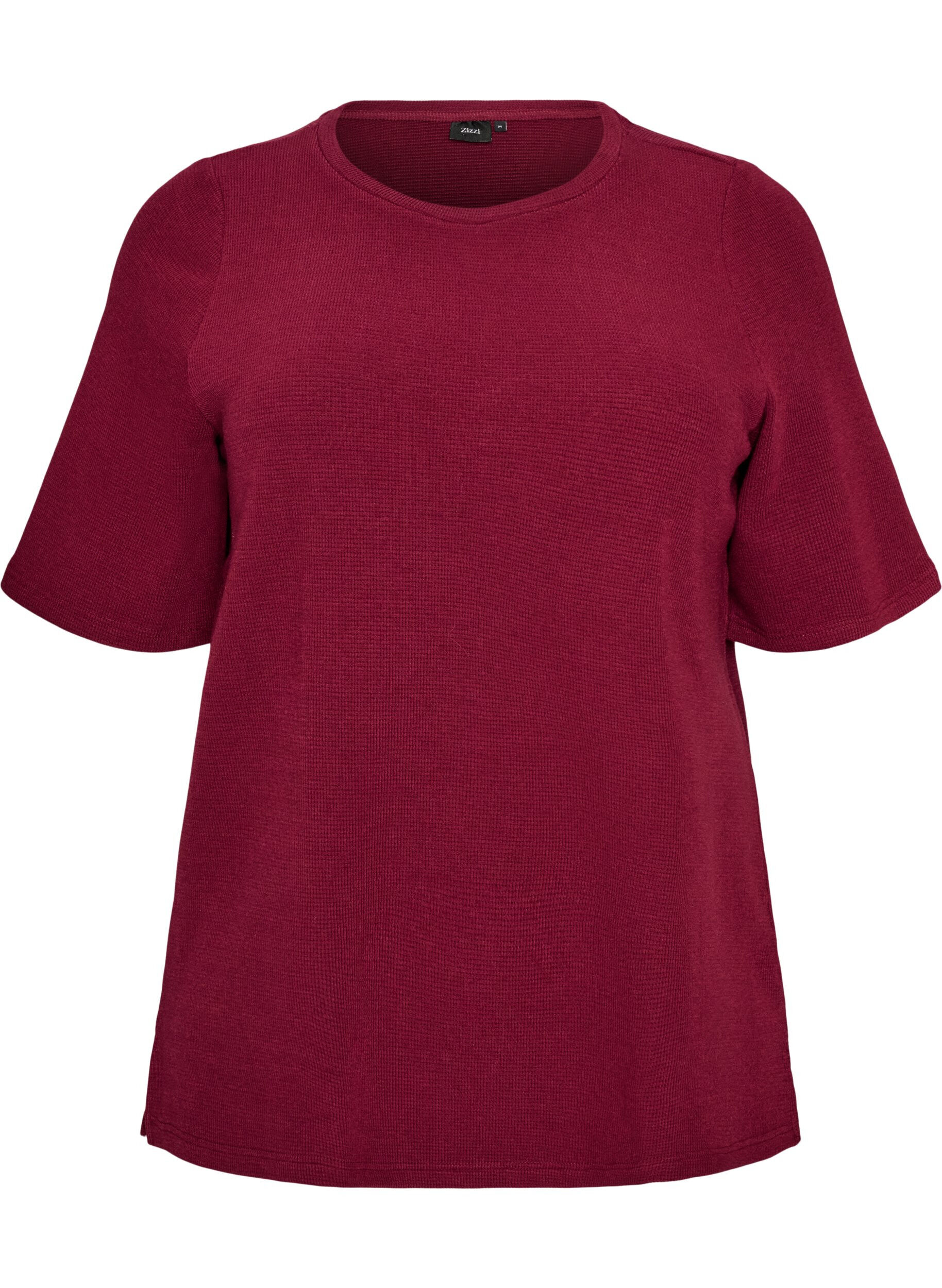 ZizziStrukturierte Bluse mit ellenbogenlangen &Auml;rmeln, Rot, Packshot image number 0