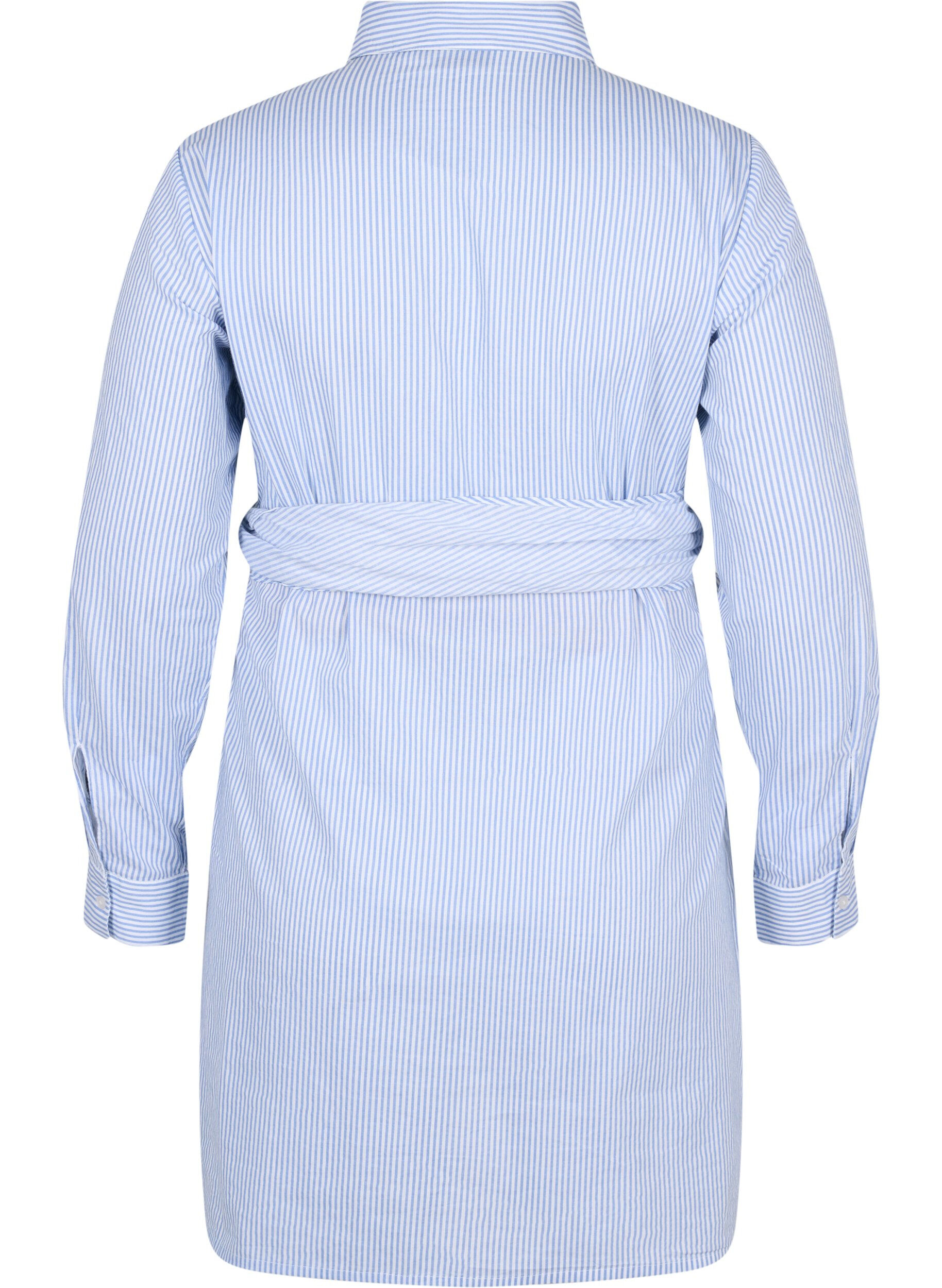 Zizzi Robe chemise de grossesse en coton, Blue Stripe, Packshot image number 1