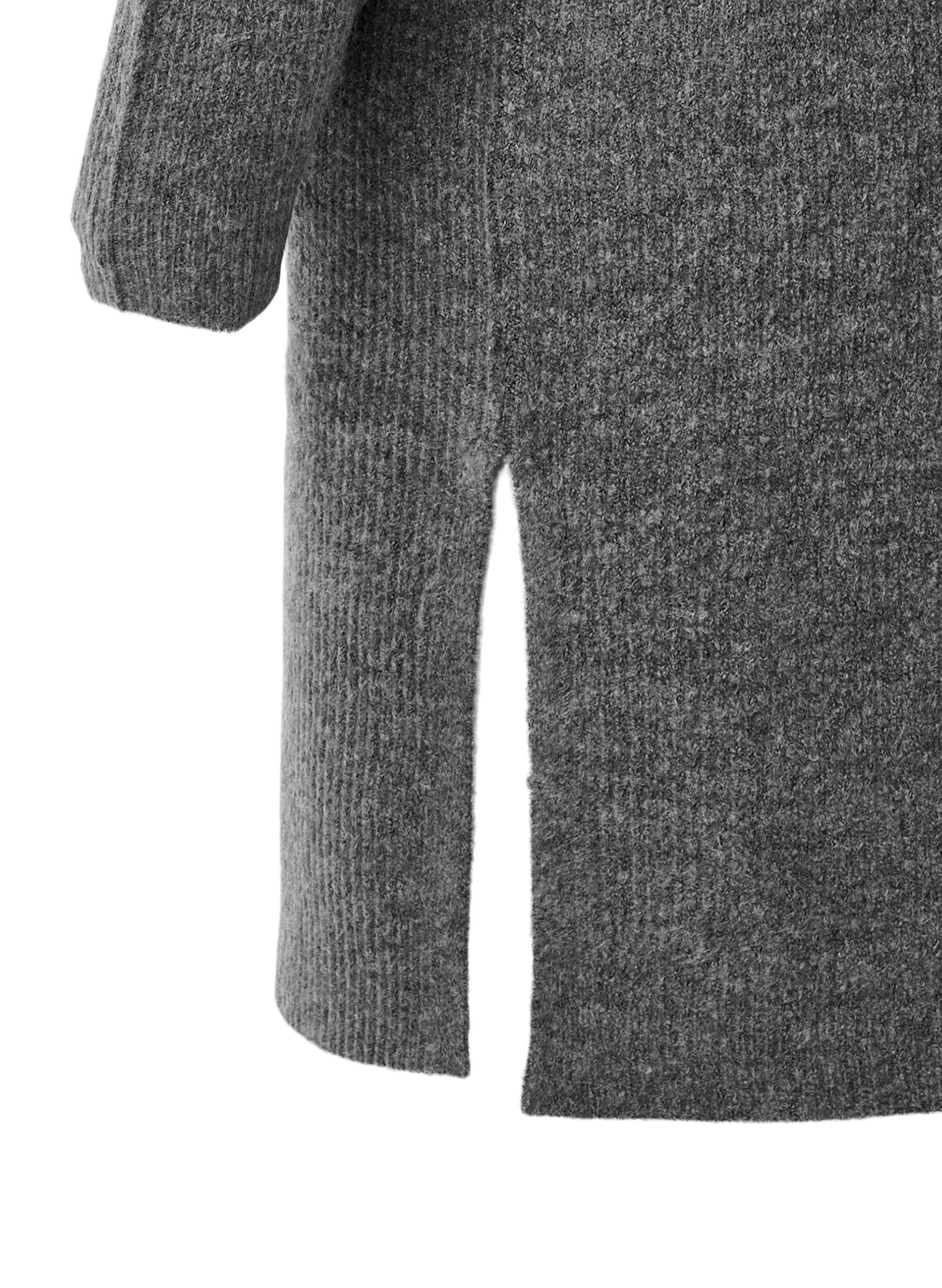 Zizzi Robe &agrave; manches longues en tricot c&ocirc;tel&eacute;, Dark Grey Black Mel., Packshot image number 2