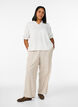 Blouse en lin et viscose avec manches 1/2, Blanc, Model image number 1