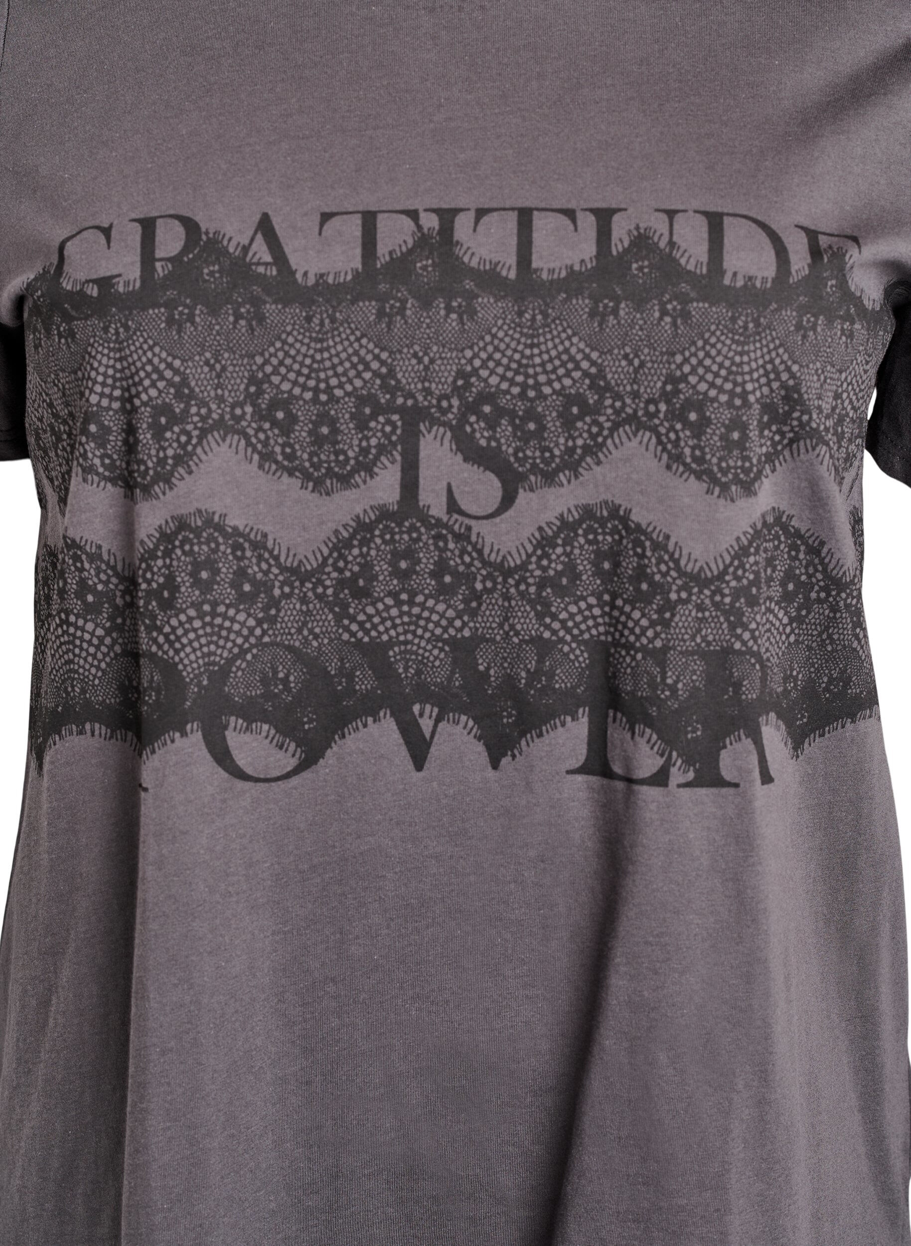 Zizzi T-shirt en coton avec imprim&eacute; sur le devant, Gris anthracite, Packshot image number 2