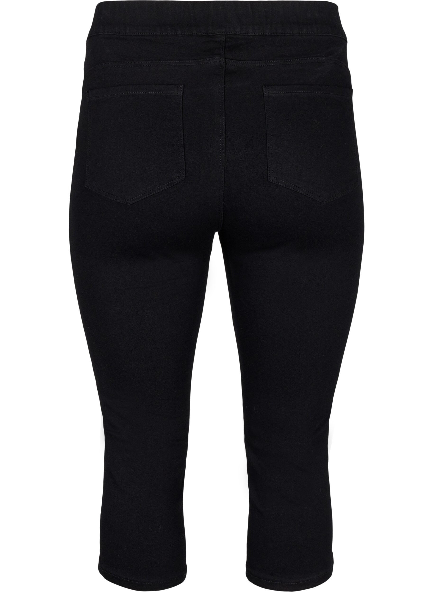 Zizzi  Denim-Caprihosen mit elastischem Bund, Schwarz, Packshot image number 1