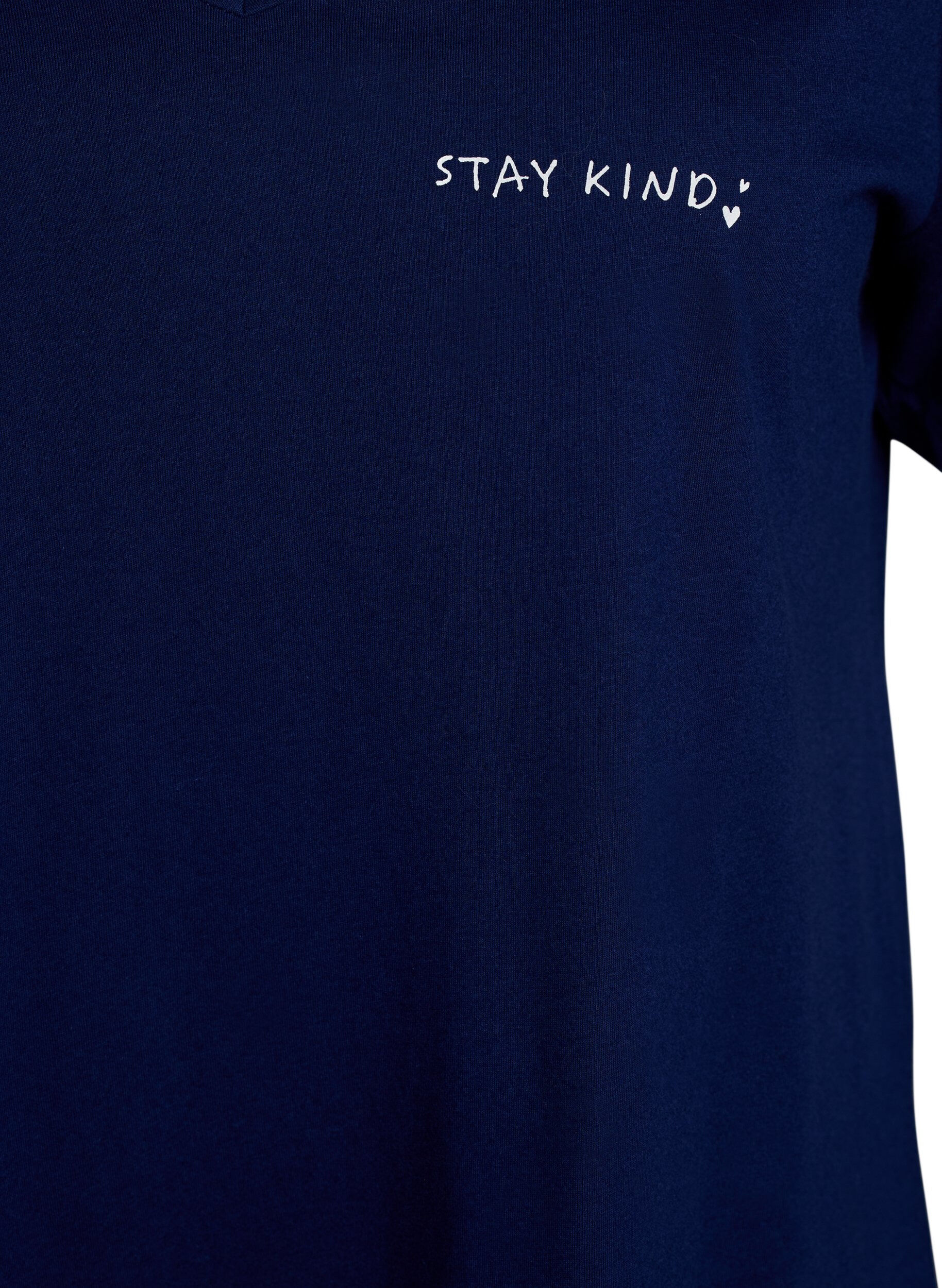 Zizzi Organische Baumwoll-Nachthemd mit V-Ausschnitt, Blau, Packshot image number 2