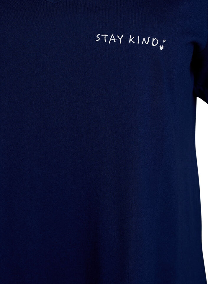 Organische Baumwoll-Nachthemd mit V-Ausschnitt, Blau, Packshot image number 2