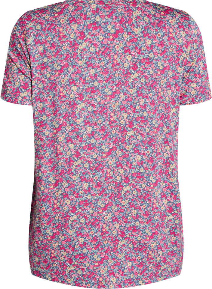 T-Shirt mit floralem Print, Pink, Packshot image number 1
