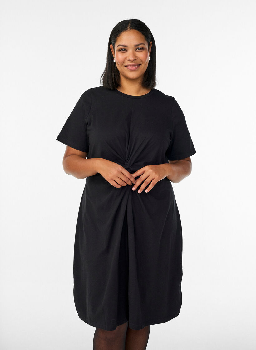 Kleid aus Baumwolle mit Twist-Detail, Schwarz, Model image number 0