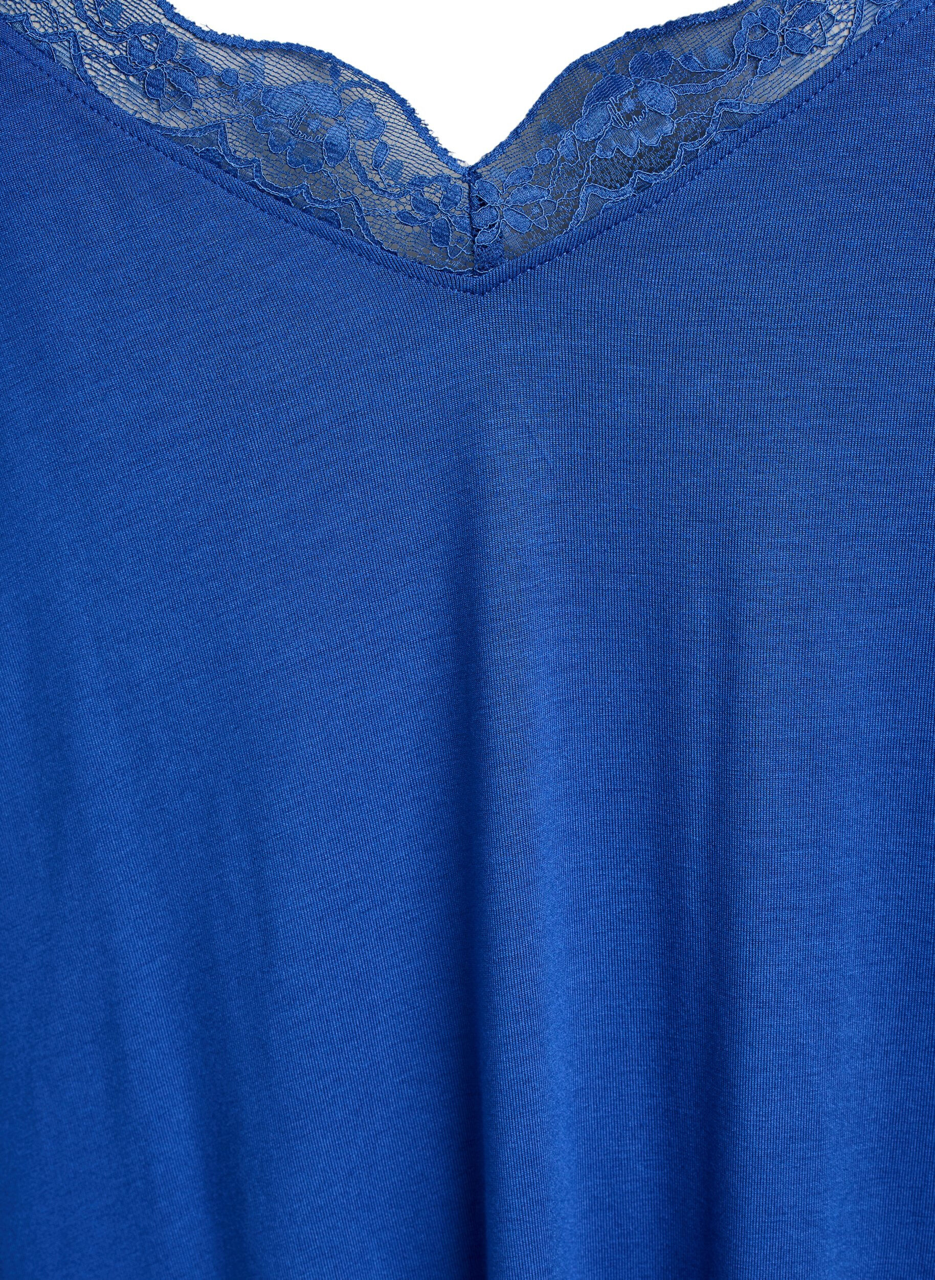 Zizzi Chemise de nuit avec bord dentelle en viscose, Bleu, Packshot image number 2