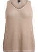 FLASH - Ärmelloser Stricktop mit V-Ausschnitt, Beige, Packshot image number 0