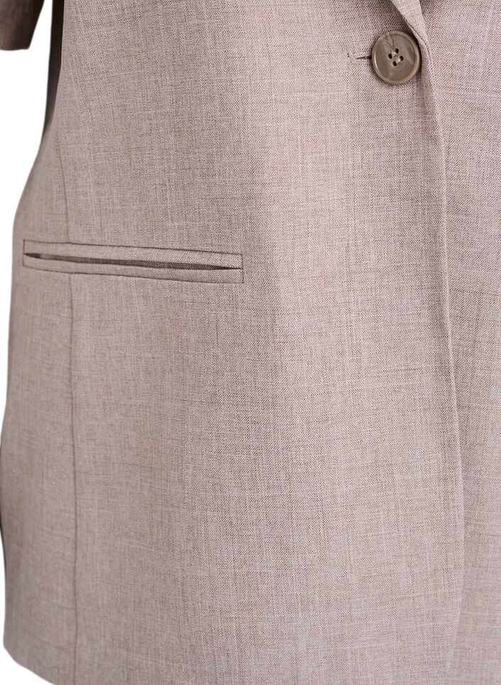 Blazer mit kurzen &Auml;rmeln und Revers, Braun, Packshot image number 2