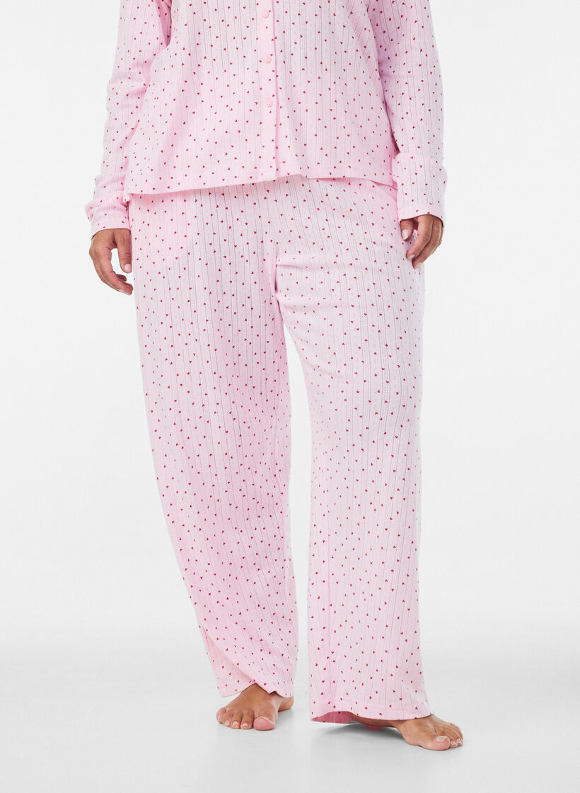 Pyjamahose aus Bio-Baumwolle mit Lochstickerei, Pink, Model image number 3