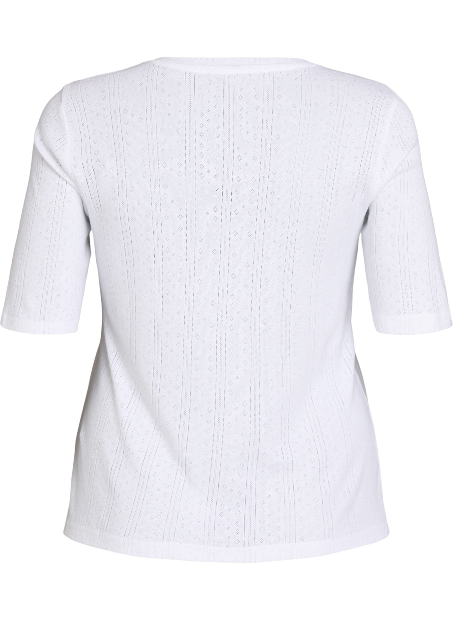 Zizzi T-shirt en coton avec broderie ajour&eacute;e, Blanc, Packshot image number 1