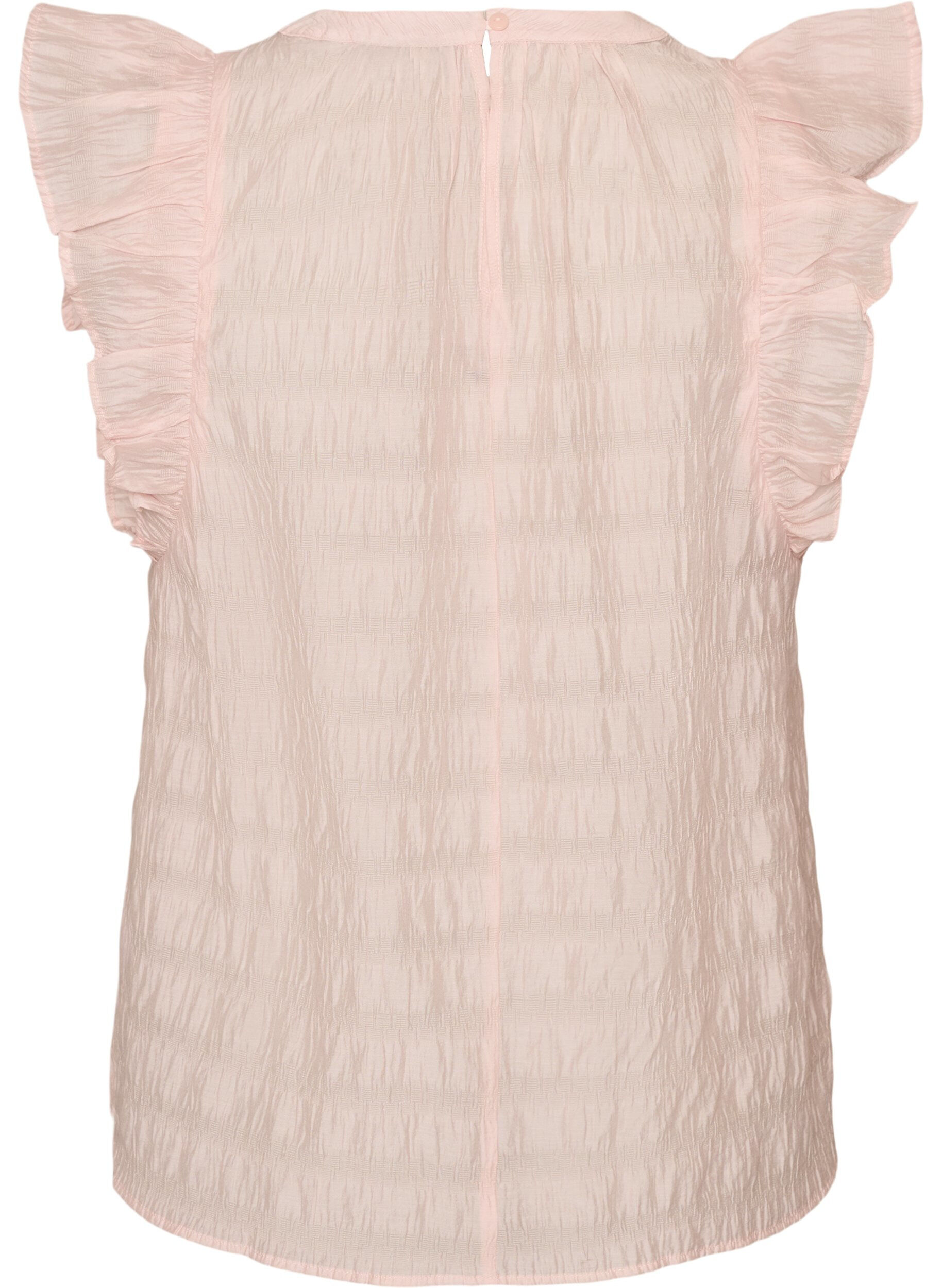 Zizzi&Auml;rmellose Bluse mit Struktur und R&uuml;schen, Rot, Packshot image number 1
