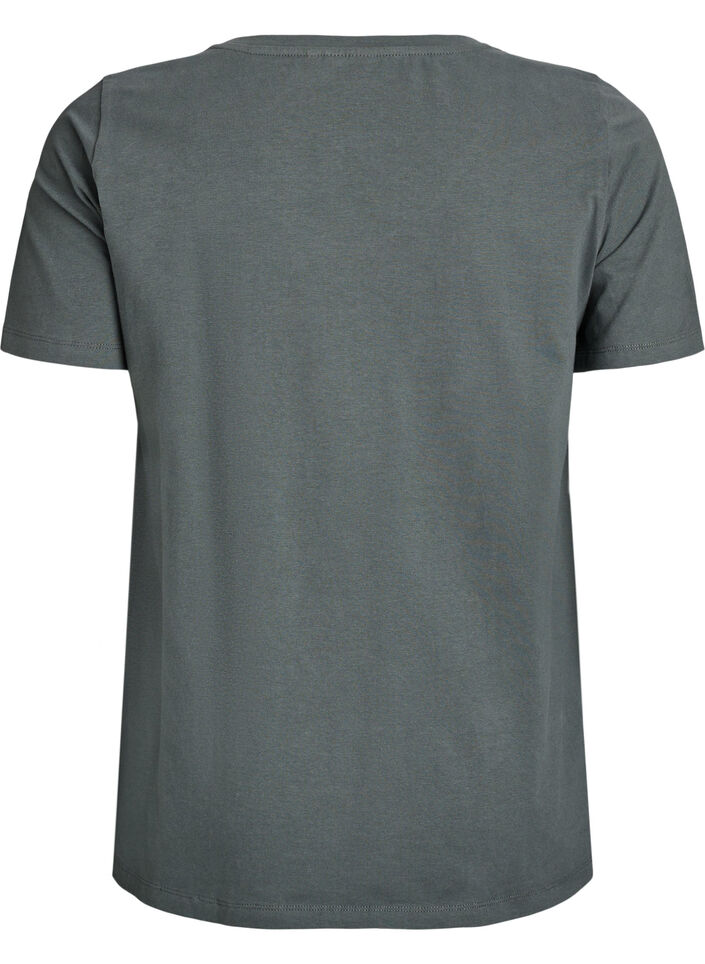 T-shirt en coton uni basique, Vert fonc&eacute;, Packshot image number 1