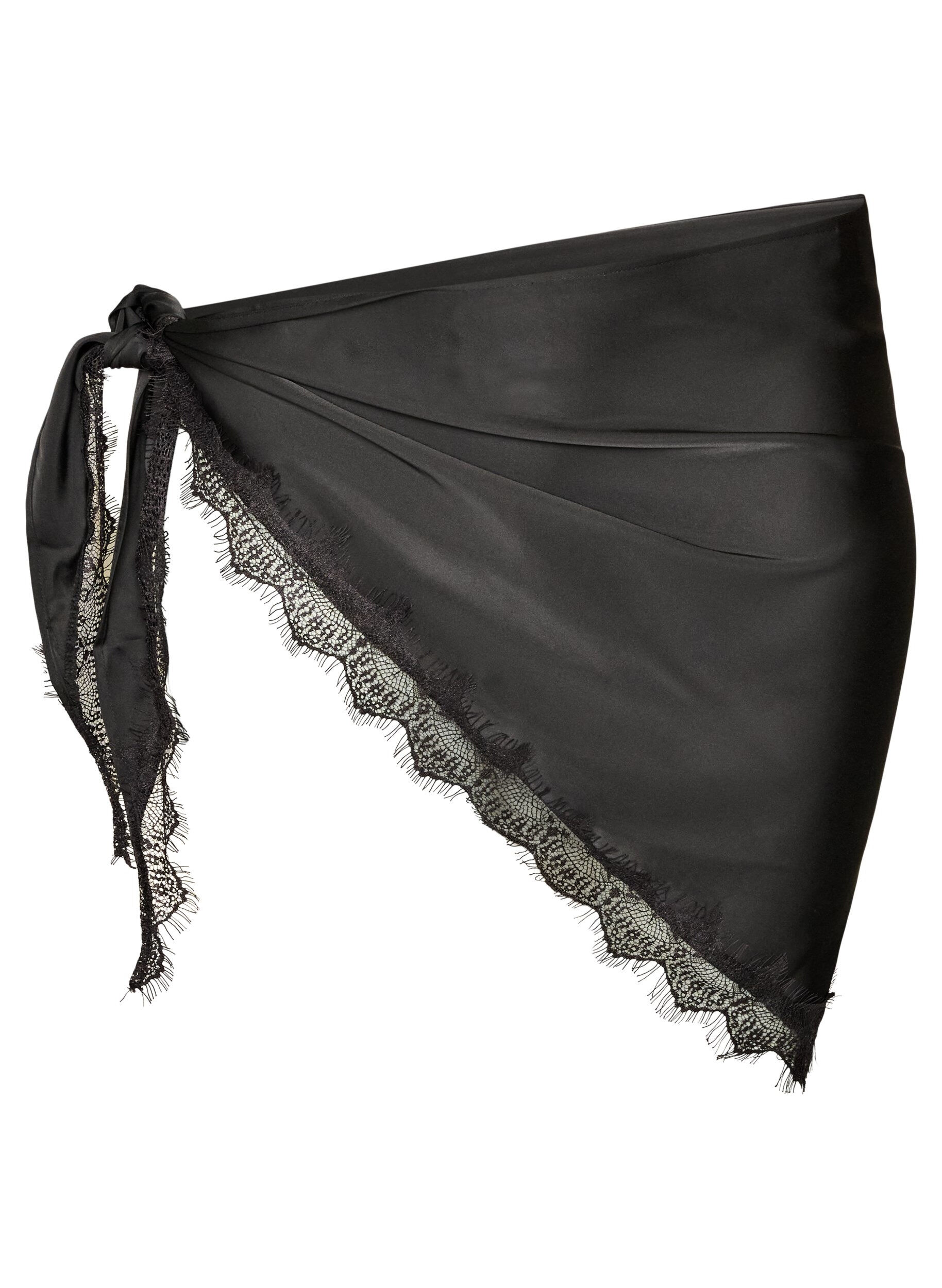 Foulard en satin avec ourlet en dentelle