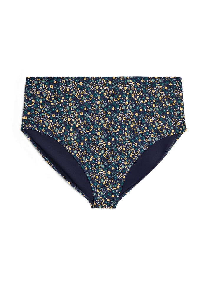 Bikini-Slip mit Print und hoher Taille, Gr&uuml;n, Packshot image number 0