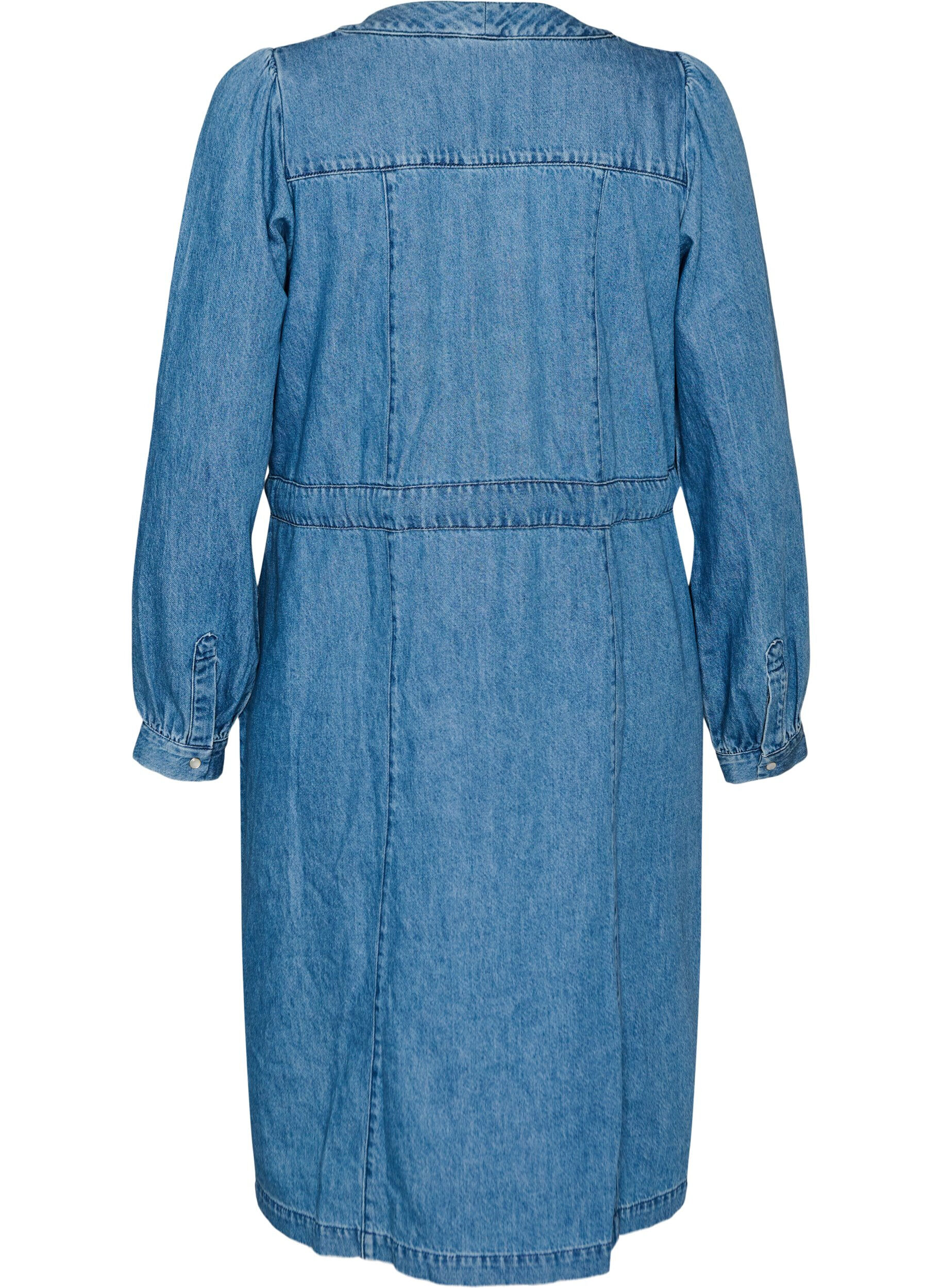 ZizziRobe en jean avec col en V et ceinture &agrave; nouer, Bleu Clair, Packshot image number 1
